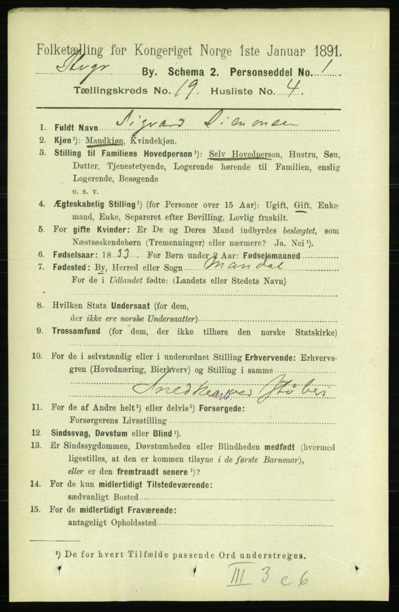 RA, 1891 census for 1103 Stavanger, 1891, p. 22491