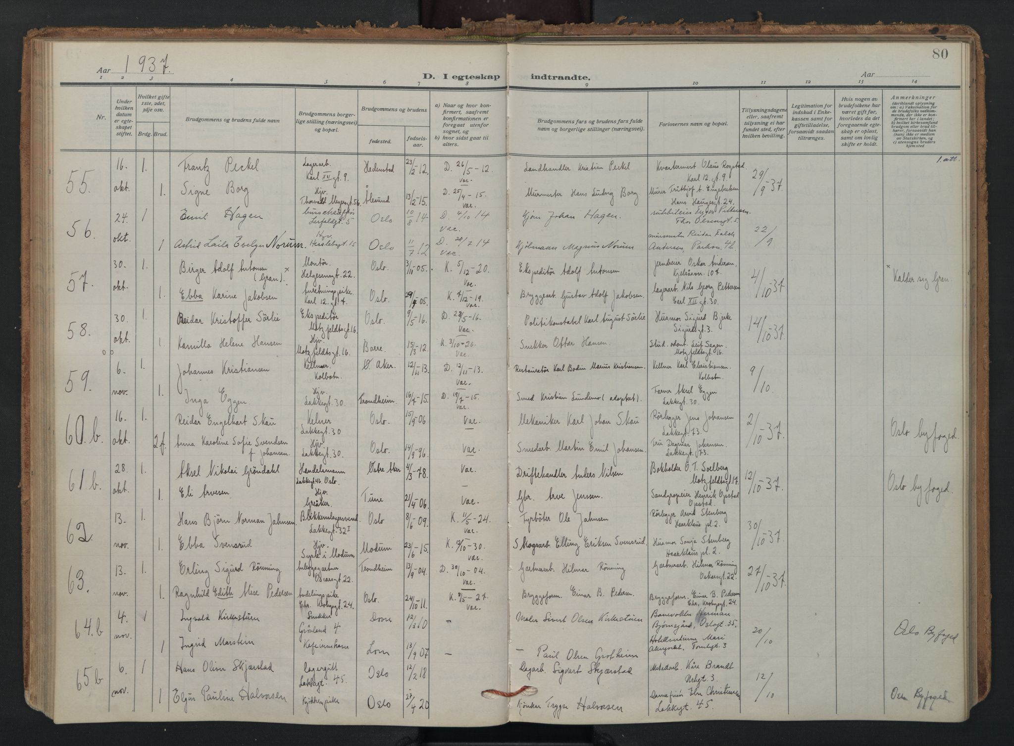 Vaterland prestekontor Kirkebøker, AV/SAO-A-10880/F/Fa/L0003: Parish register (official) no. 3, 1922-1944, p. 80