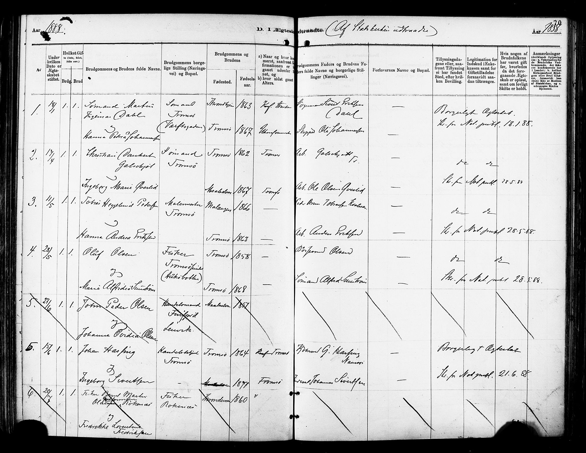 Tromsø sokneprestkontor/stiftsprosti/domprosti, SATØ/S-1343/G/Ga/L0014kirke: Parish register (official) no. 14, 1878-1888, p. 70
