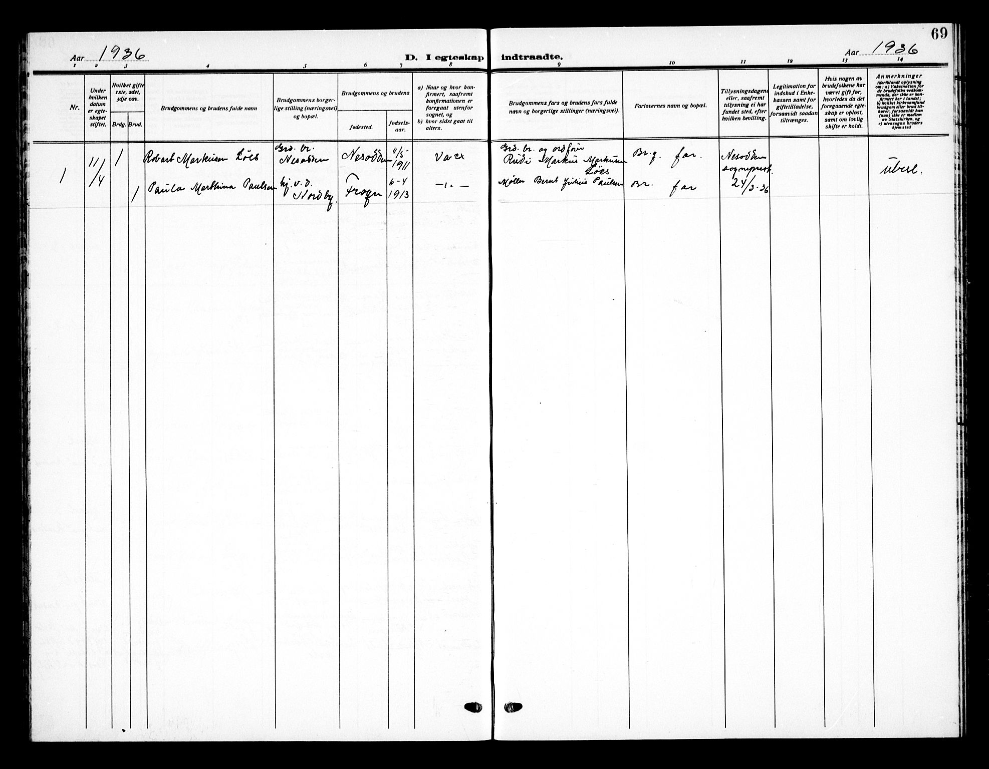 Ås prestekontor Kirkebøker, AV/SAO-A-10894/G/Gb/L0002: Parish register (copy) no. II 2, 1921-1936, p. 69