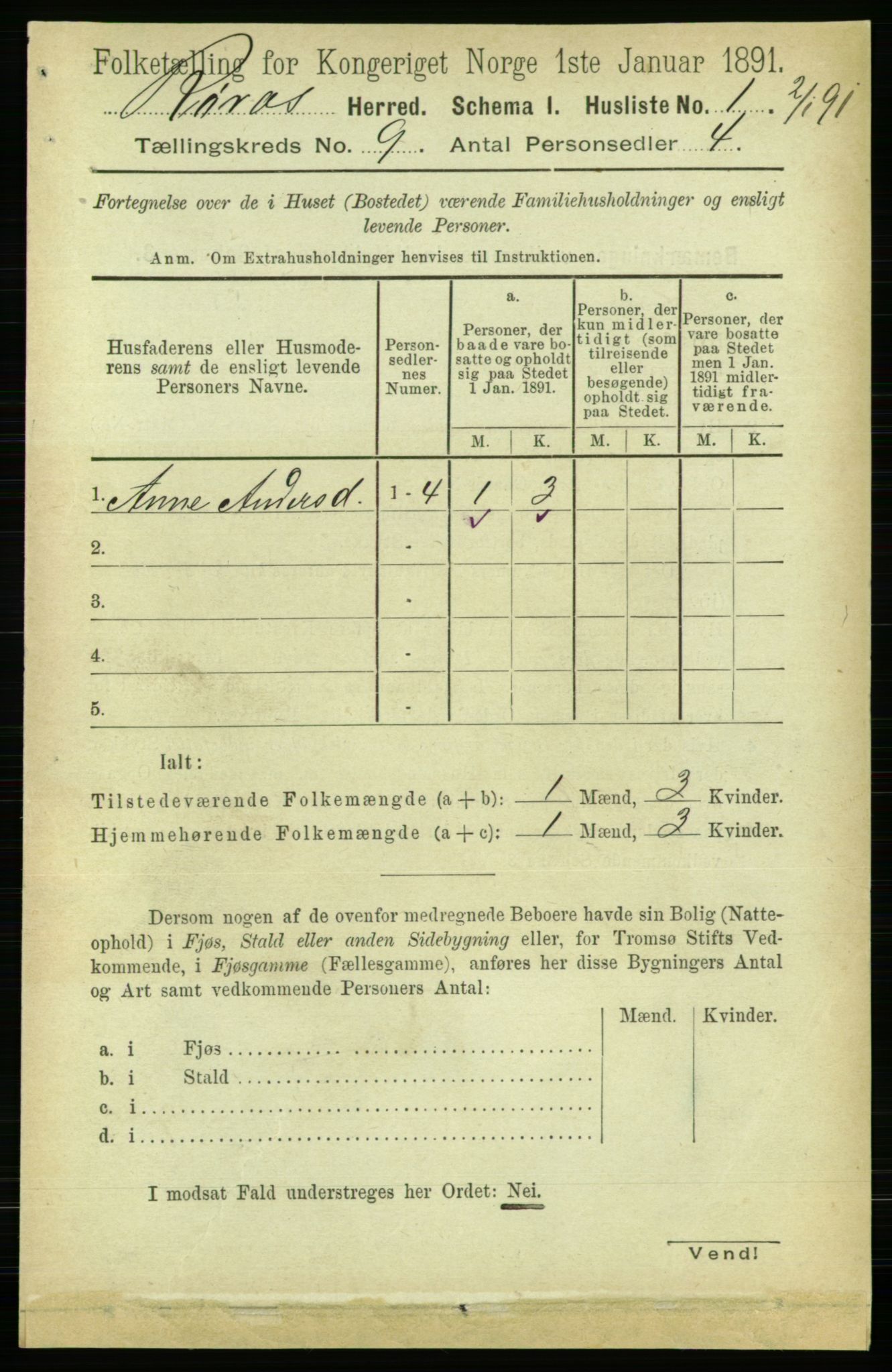 RA, 1891 census for 1640 Røros, 1891, p. 1789