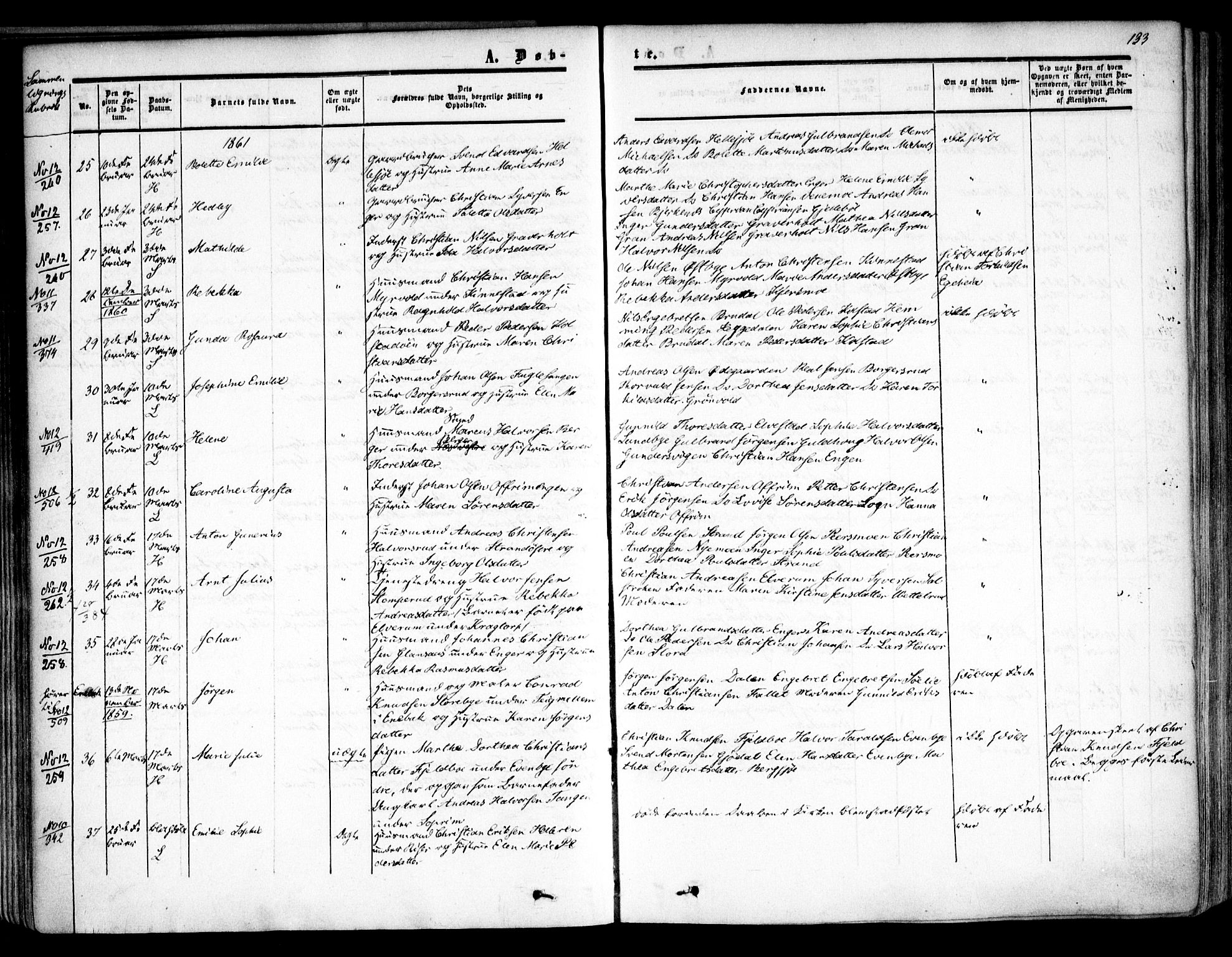 Høland prestekontor Kirkebøker, SAO/A-10346a/F/Fa/L0010: Parish register (official) no. I 10, 1854-1861, p. 133