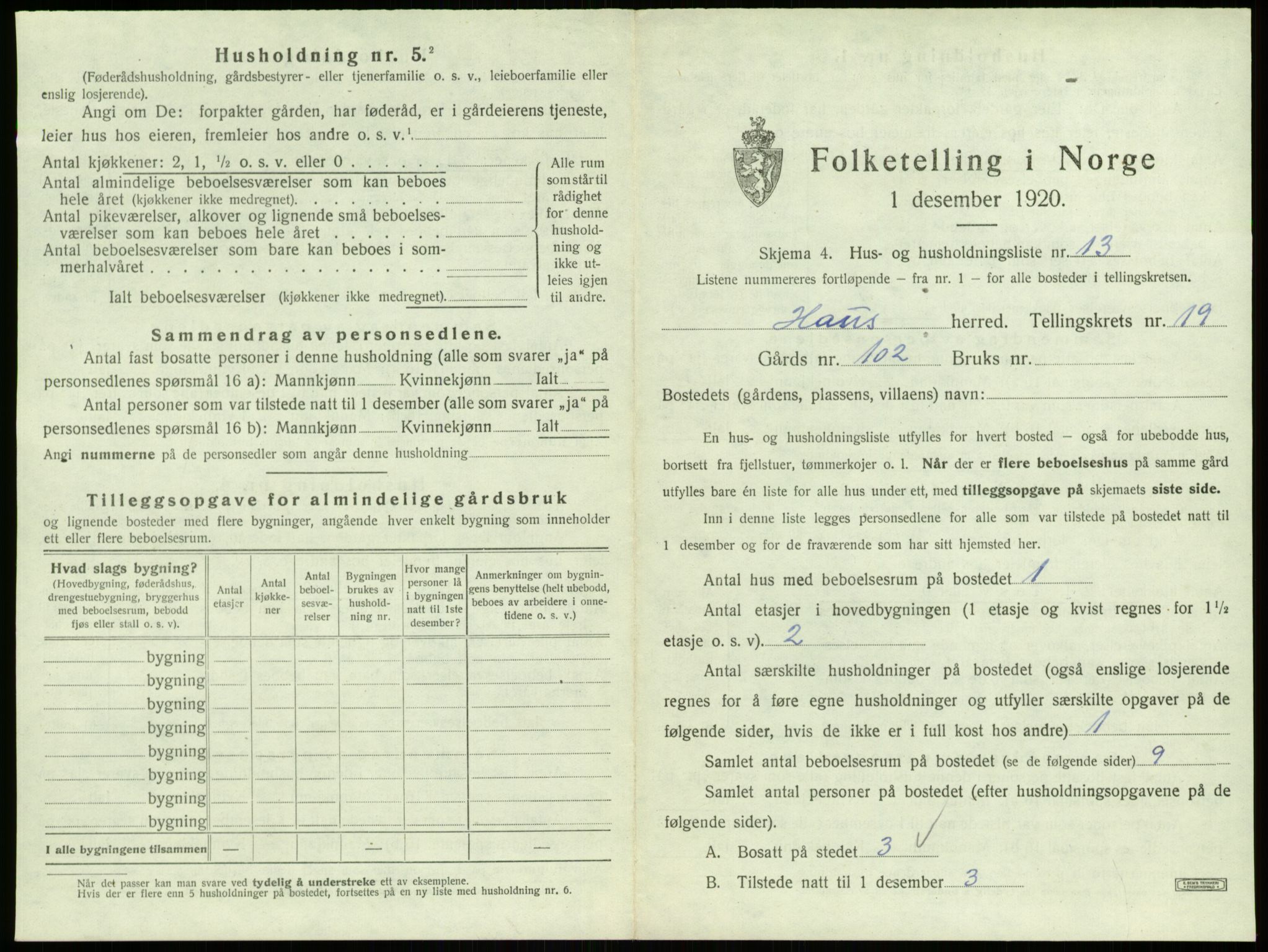 SAB, 1920 census for Haus, 1920, p. 1637