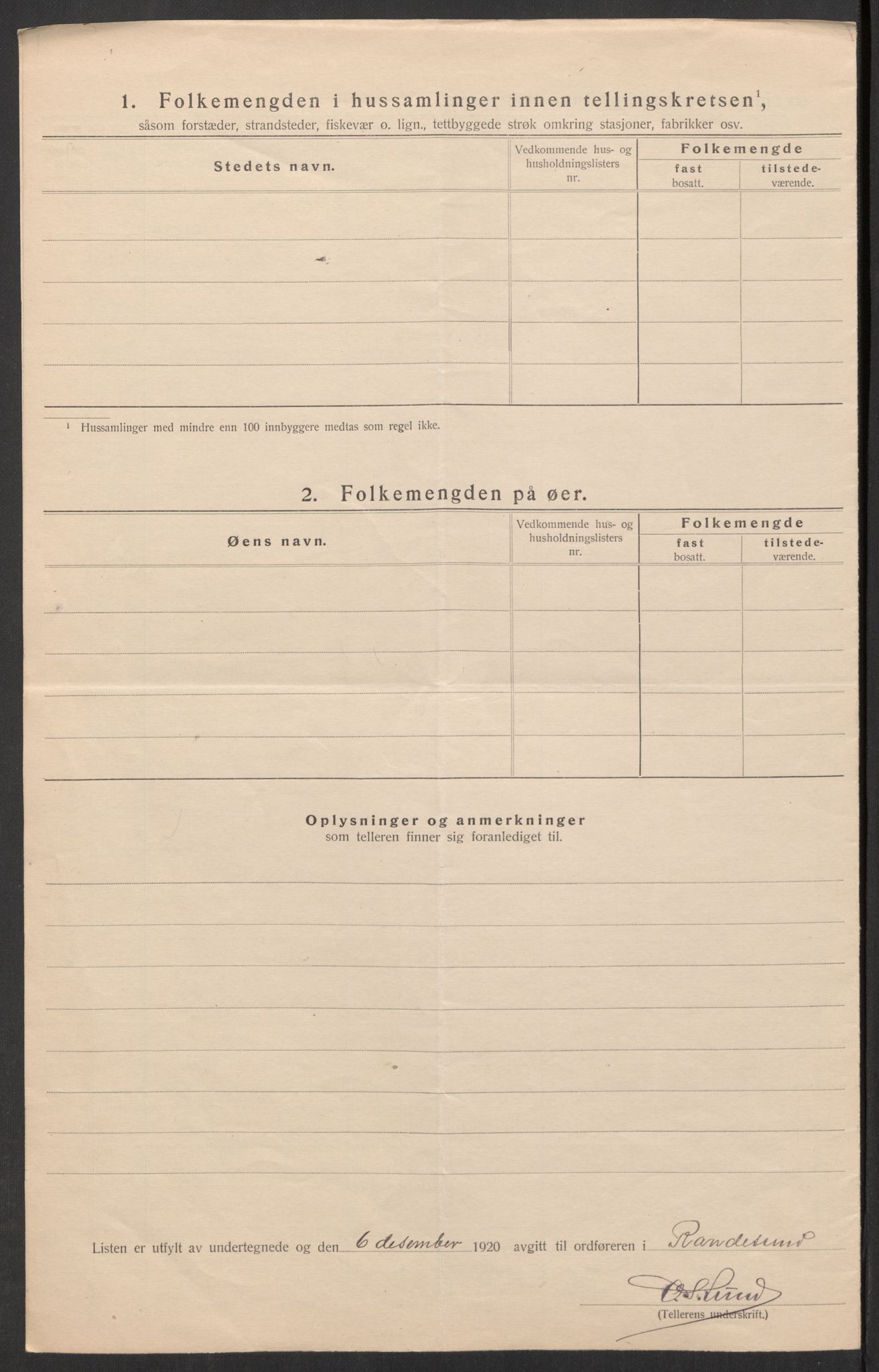 SAK, 1920 census for Randesund, 1920, p. 15