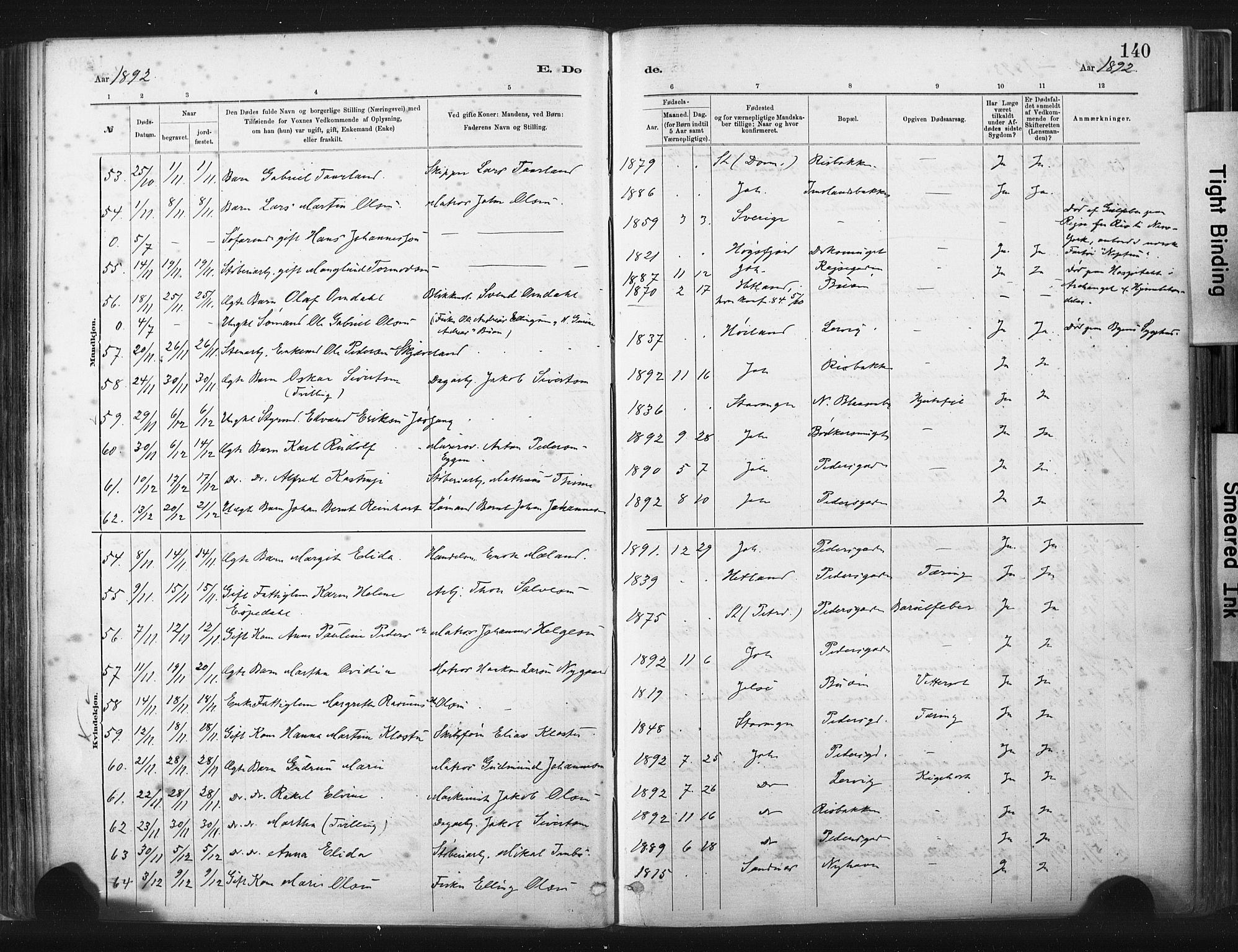 St. Johannes sokneprestkontor, AV/SAST-A-101814/001/30/30BA/L0003: Parish register (official) no. A 3, 1885-1910, p. 140