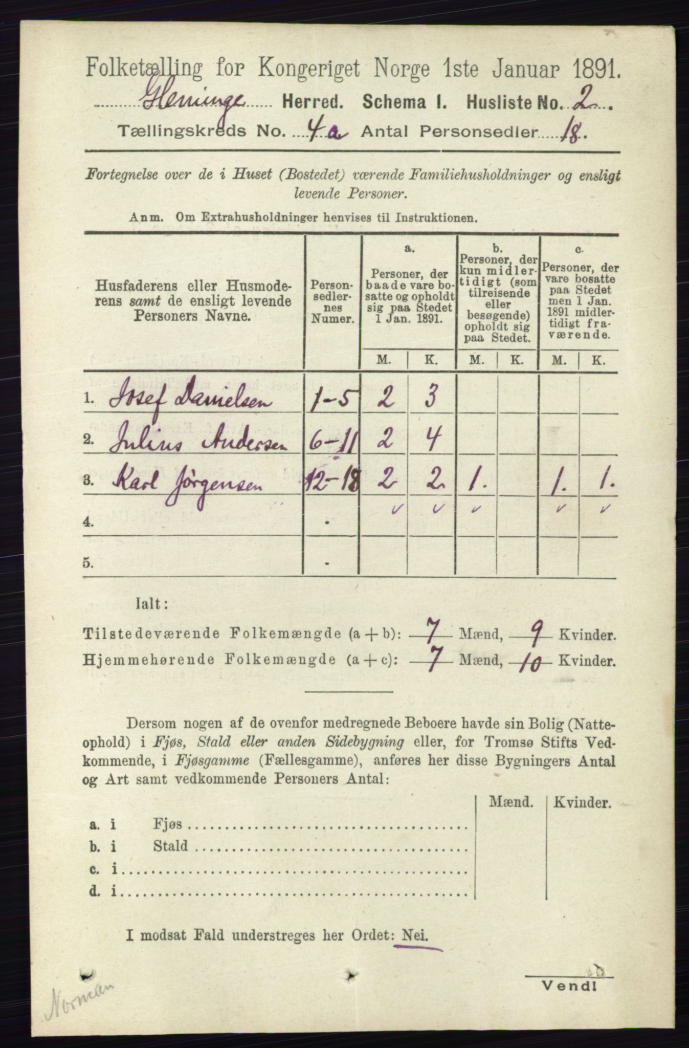 RA, 1891 census for 0132 Glemmen, 1891, p. 3341