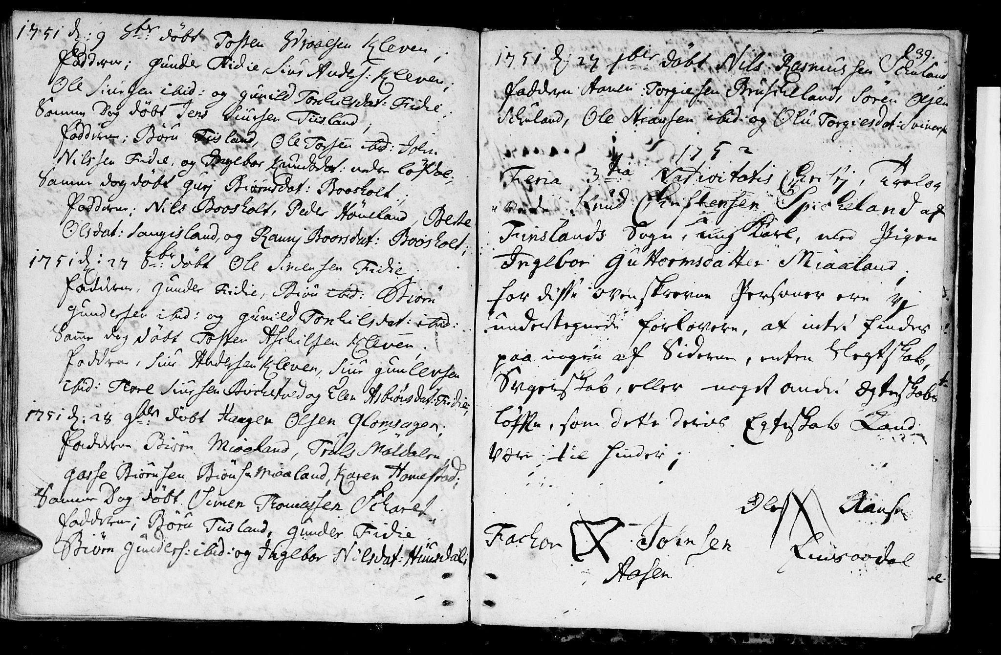 Holum sokneprestkontor, AV/SAK-1111-0022/F/Fa/Fab/L0001: Parish register (official) no. A 1, 1720-1752, p. 39