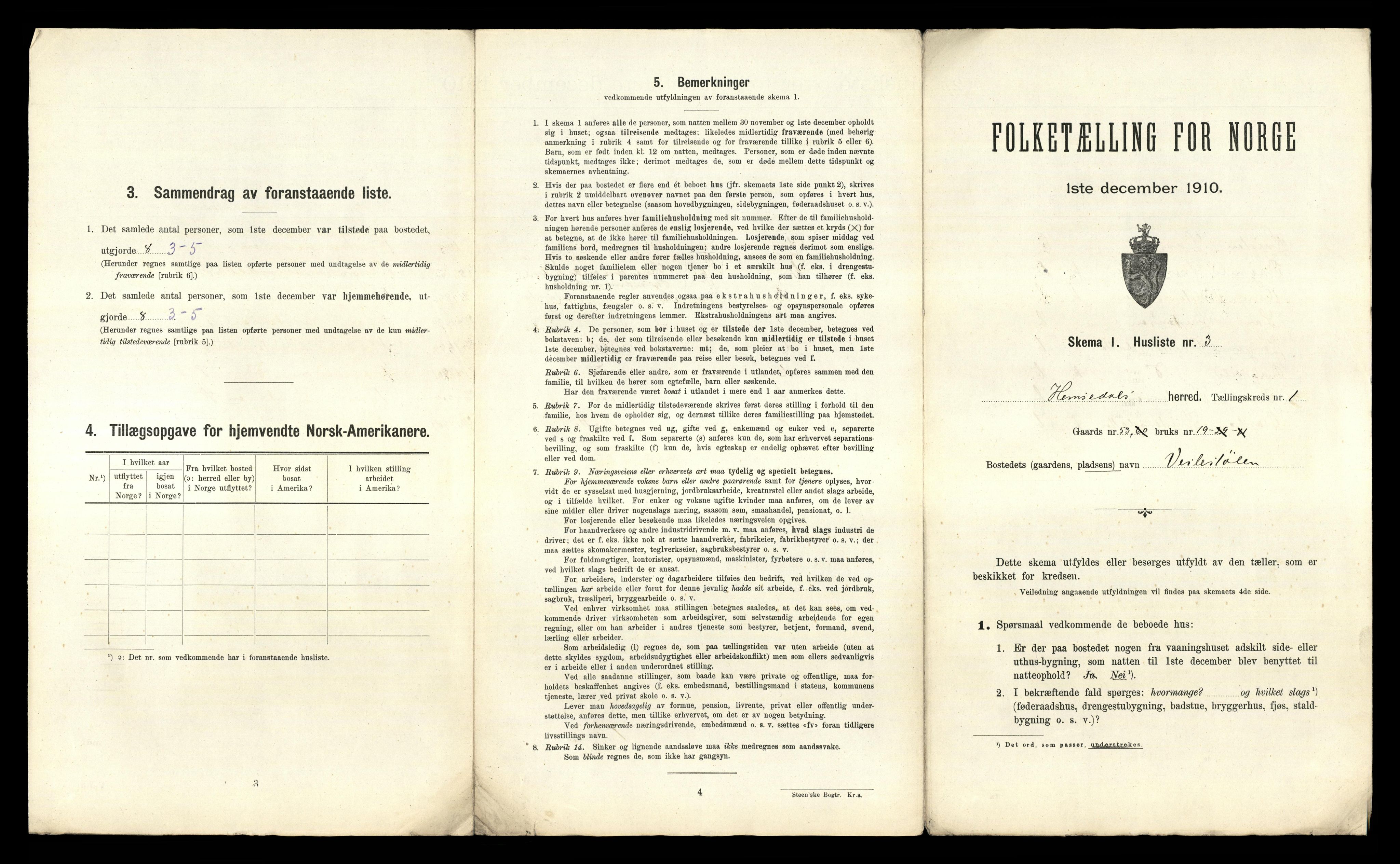 RA, 1910 census for Hemsedal, 1910, p. 36