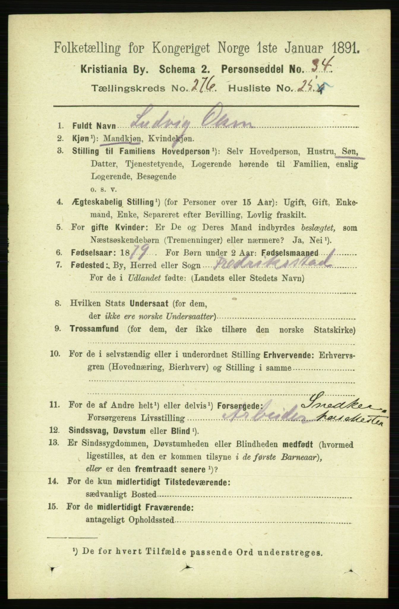 RA, 1891 census for 0301 Kristiania, 1891, p. 167949