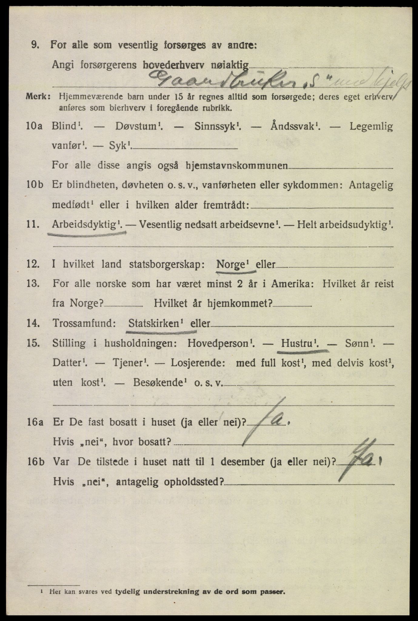 SAK, 1920 census for Fjotland, 1920, p. 967