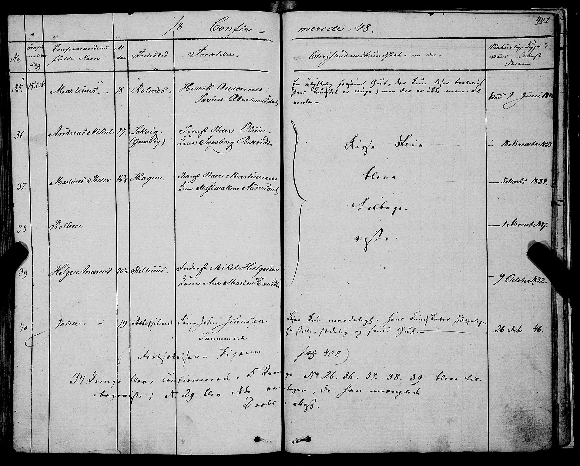 Trondenes sokneprestkontor, AV/SATØ-S-1319/H/Ha/L0009kirke: Parish register (official) no. 9, 1841-1852, p. 407