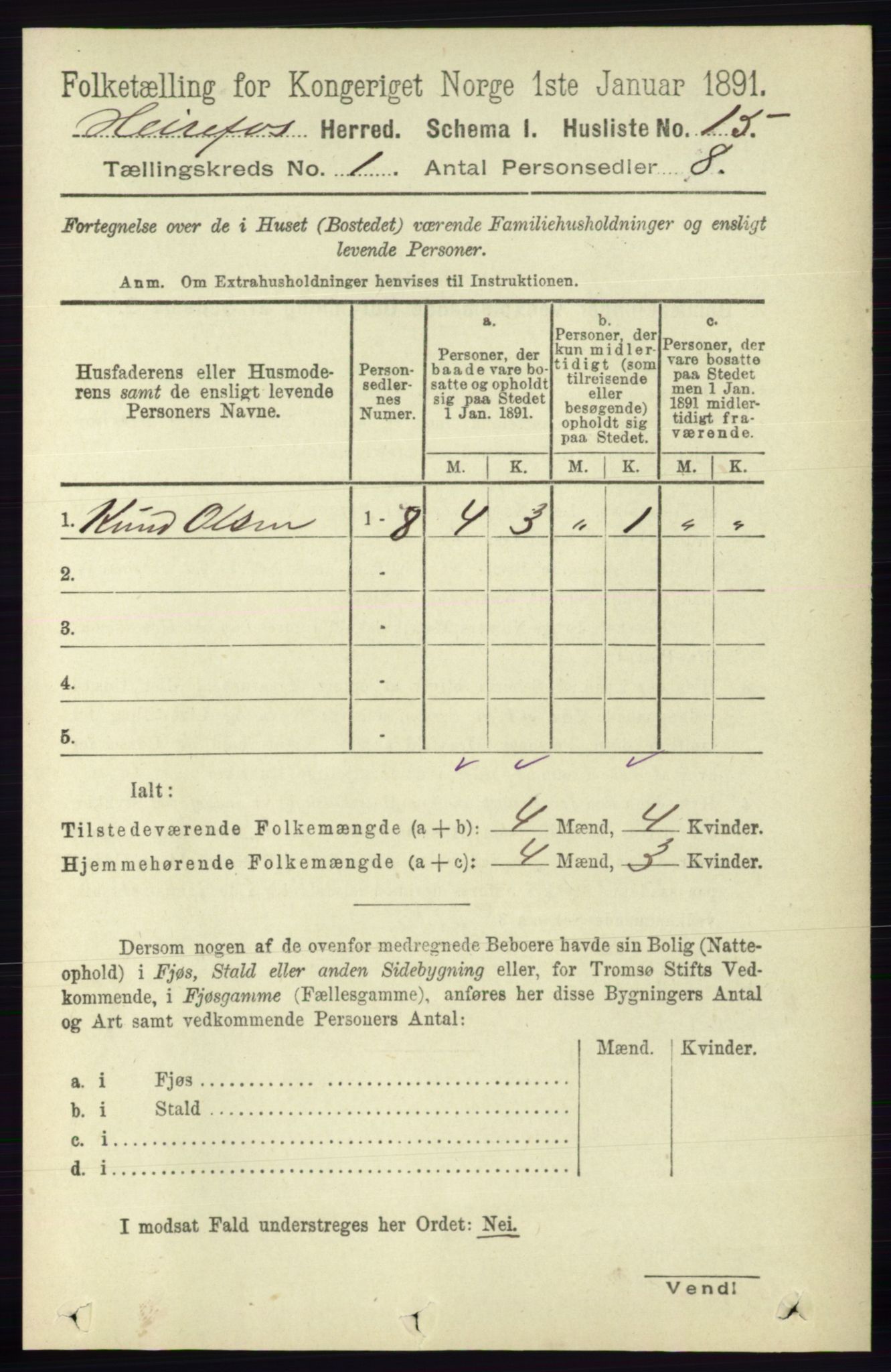 RA, 1891 census for 0933 Herefoss, 1891, p. 27