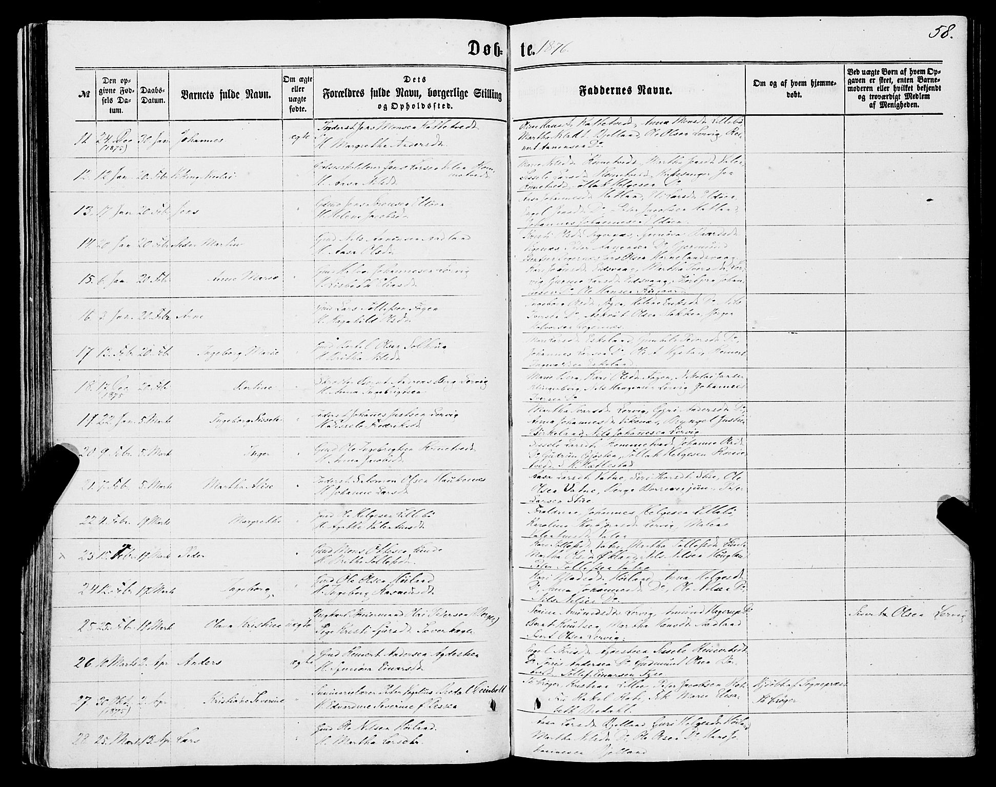 Stord sokneprestembete, AV/SAB-A-78201/H/Haa: Parish register (official) no. B 1, 1862-1877, p. 58