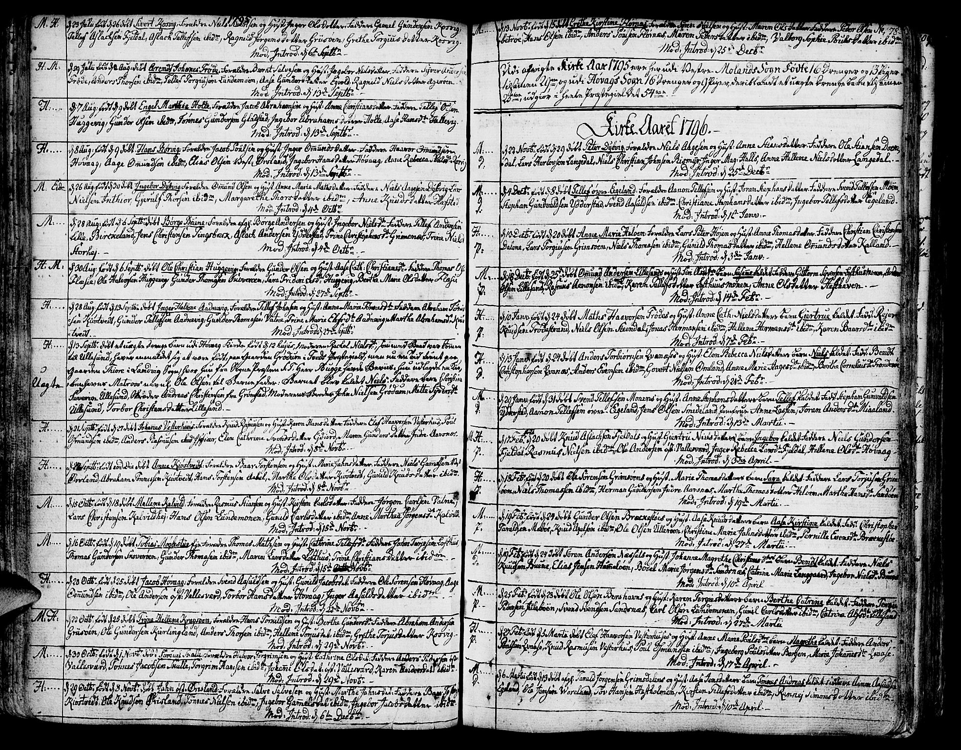 Vestre Moland sokneprestkontor, SAK/1111-0046/F/Fa/Fab/L0002: Parish register (official) no. A 2, 1760-1816, p. 78