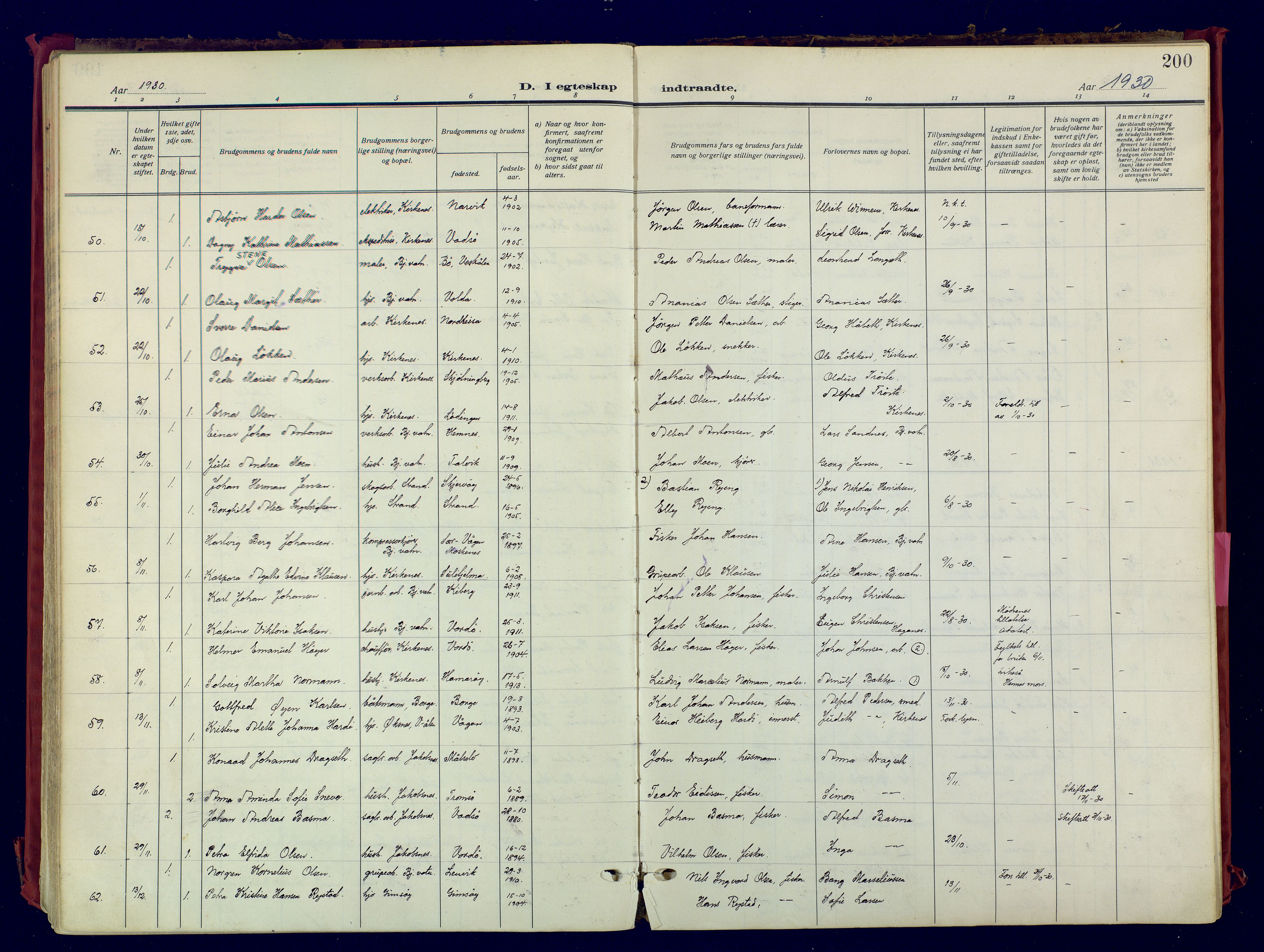 Sør-Varanger sokneprestkontor, SATØ/S-1331/H/Ha/L0007kirke: Parish register (official) no. 7, 1927-1937, p. 200