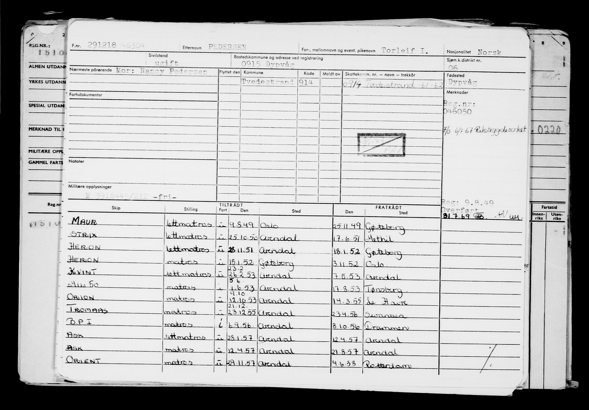 Direktoratet for sjømenn, RA/S-3545/G/Gb/L0165: Hovedkort, 1918-1919, p. 211