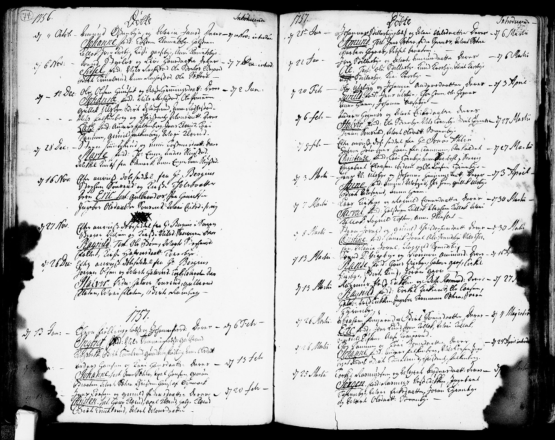Rødenes prestekontor Kirkebøker, SAO/A-2005/F/Fa/L0002: Parish register (official) no. I 2, 1733-1776, p. 74-75