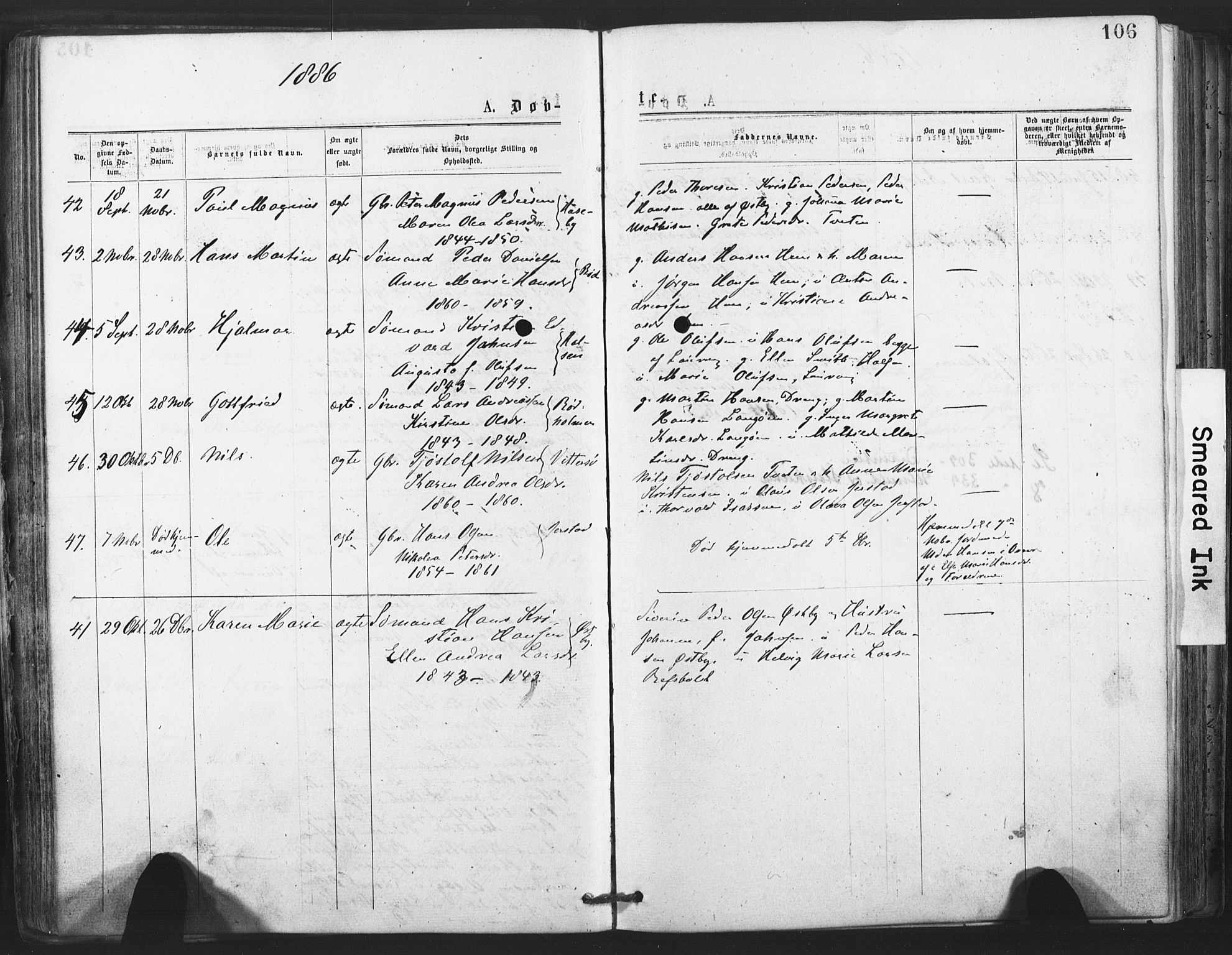 Tjølling kirkebøker, AV/SAKO-A-60/F/Fa/L0008: Parish register (official) no. 8, 1877-1886, p. 106