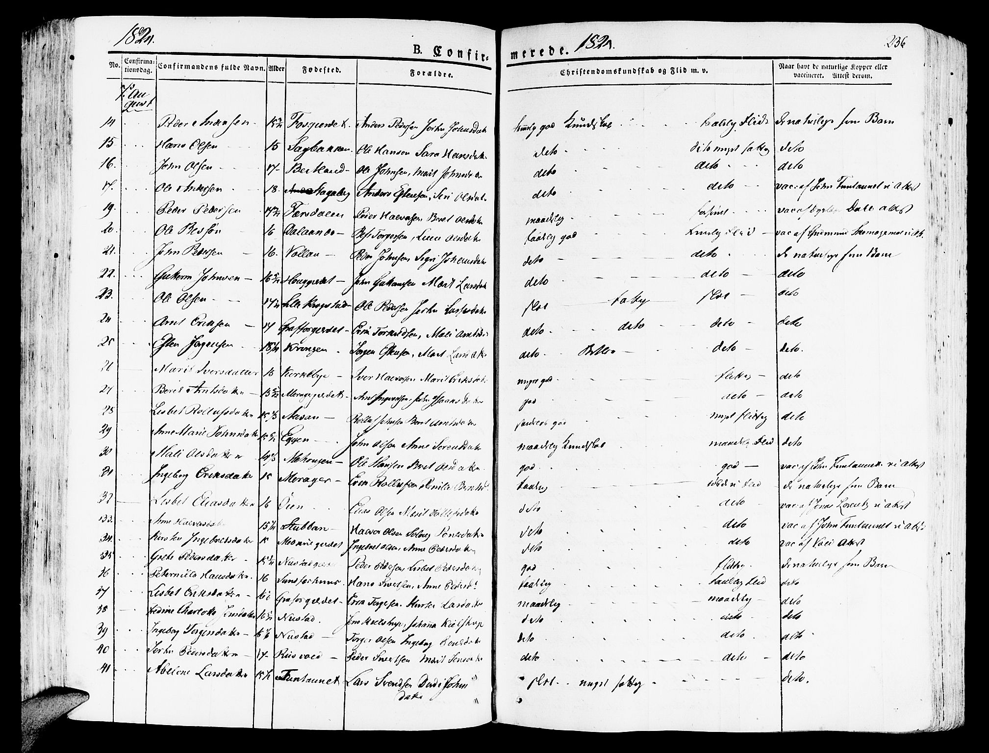 Ministerialprotokoller, klokkerbøker og fødselsregistre - Nord-Trøndelag, SAT/A-1458/709/L0070: Parish register (official) no. 709A10, 1820-1832, p. 236