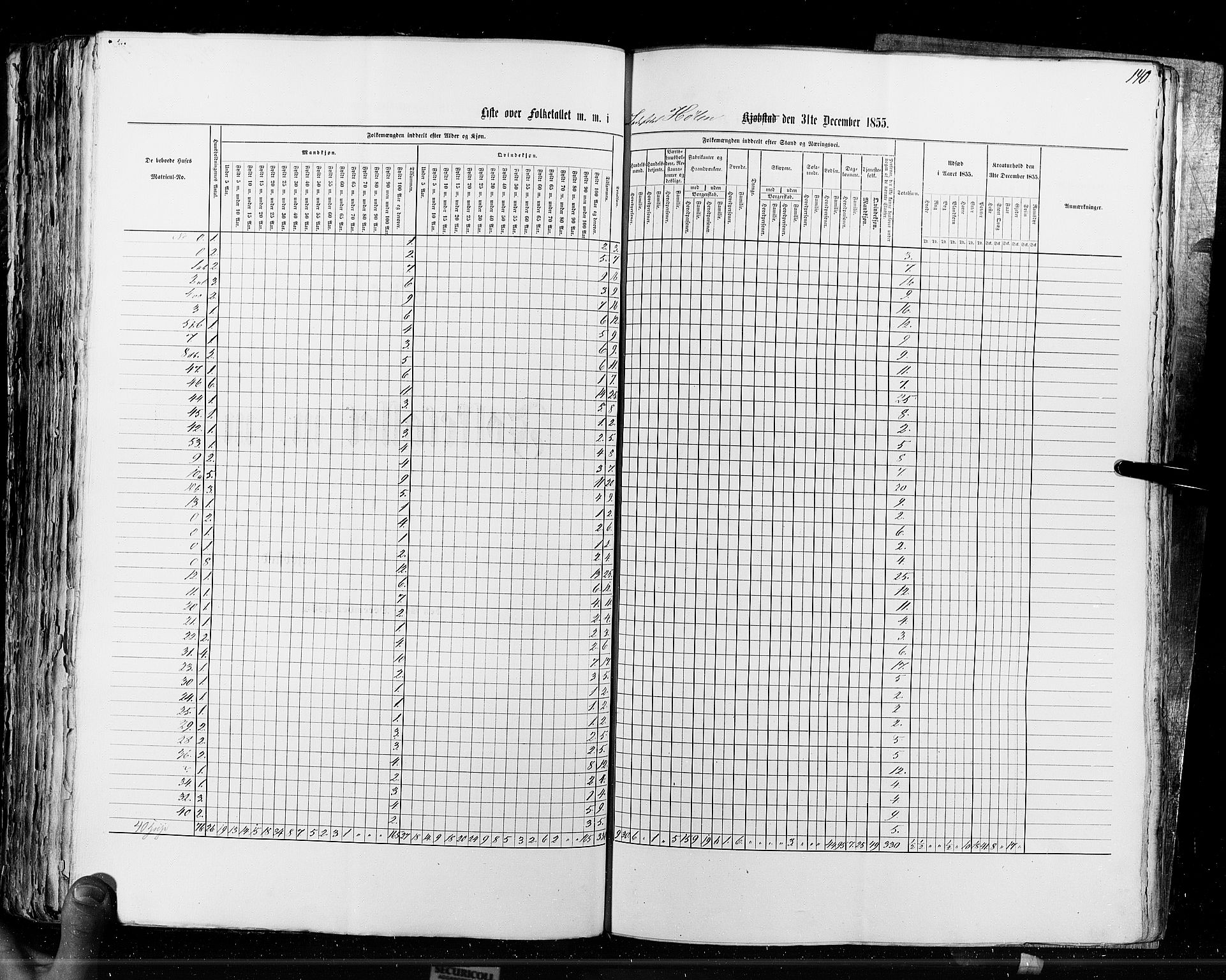 RA, Census 1855, vol. 7: Fredrikshald-Kragerø, 1855, p. 140