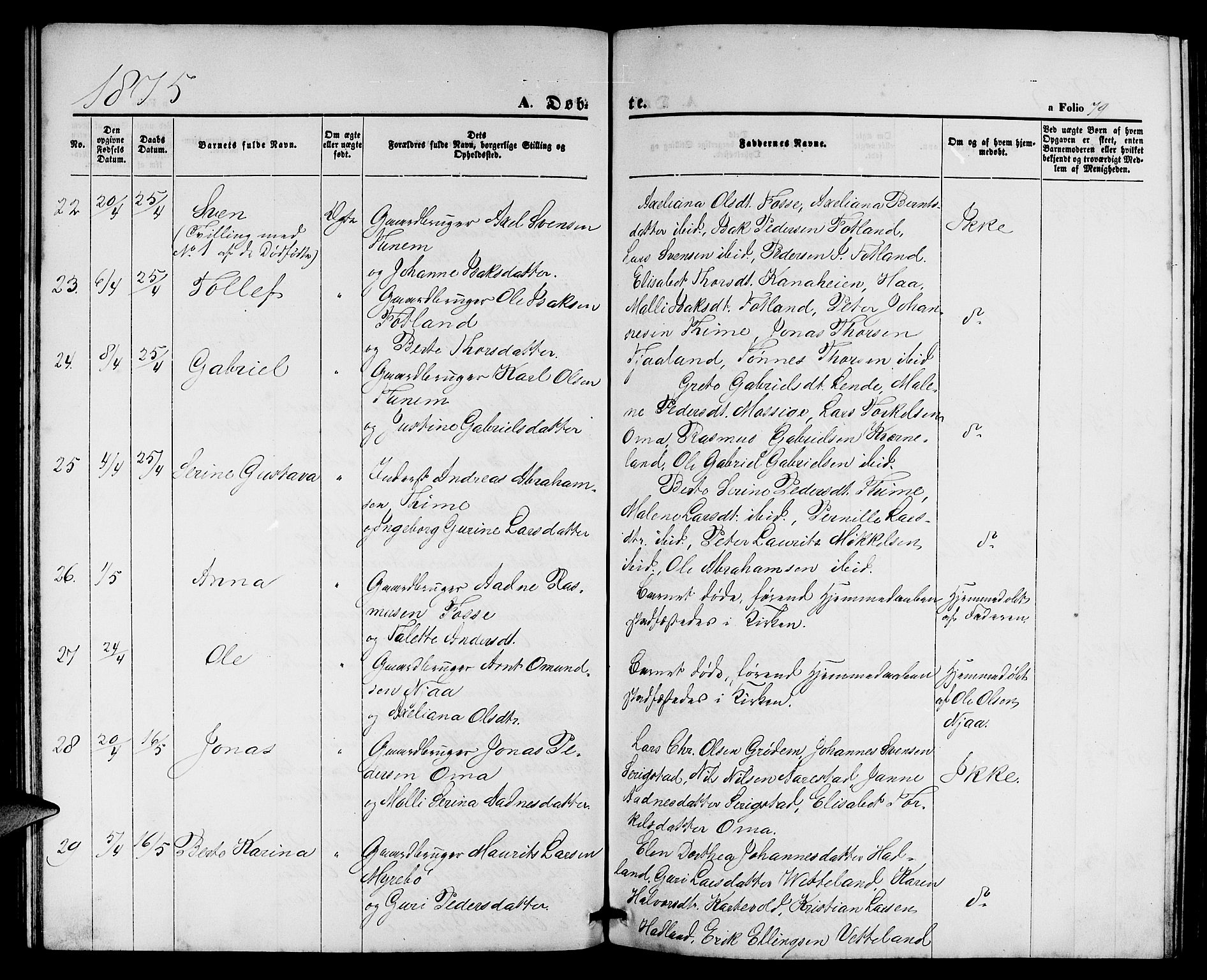 Lye sokneprestkontor, AV/SAST-A-101794/001/30BB/L0004: Parish register (copy) no. B 4, 1868-1878, p. 79