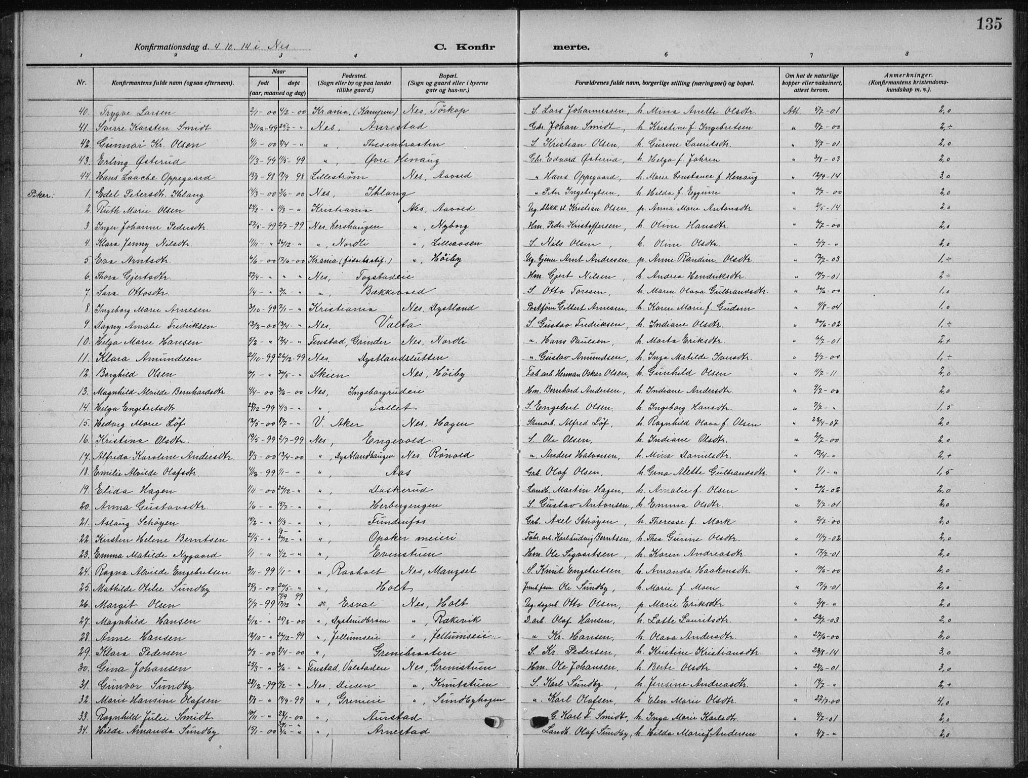 Nes prestekontor Kirkebøker, AV/SAO-A-10410/G/Ga/L0003: Parish register (copy) no. I 3, 1913-1941, p. 135