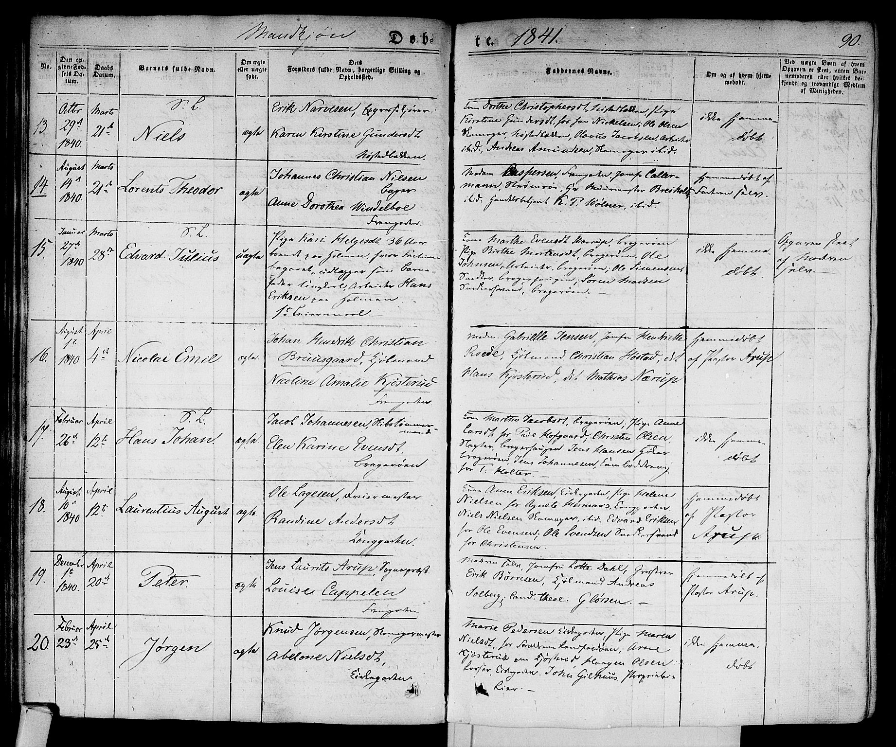 Bragernes kirkebøker, SAKO/A-6/F/Fb/L0001: Parish register (official) no. II 1, 1830-1847, p. 90