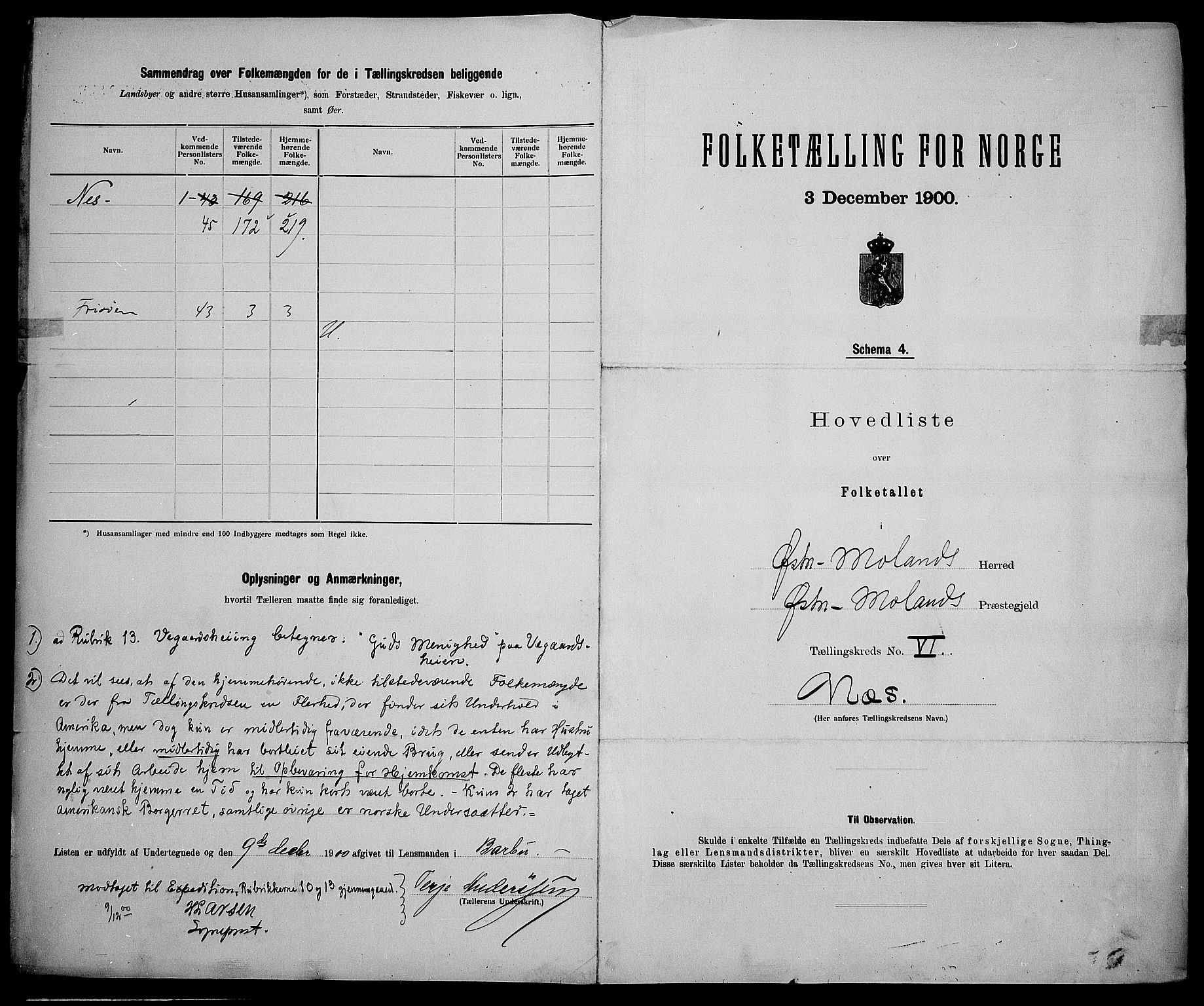 SAK, 1900 census for Austre Moland, 1900, p. 32