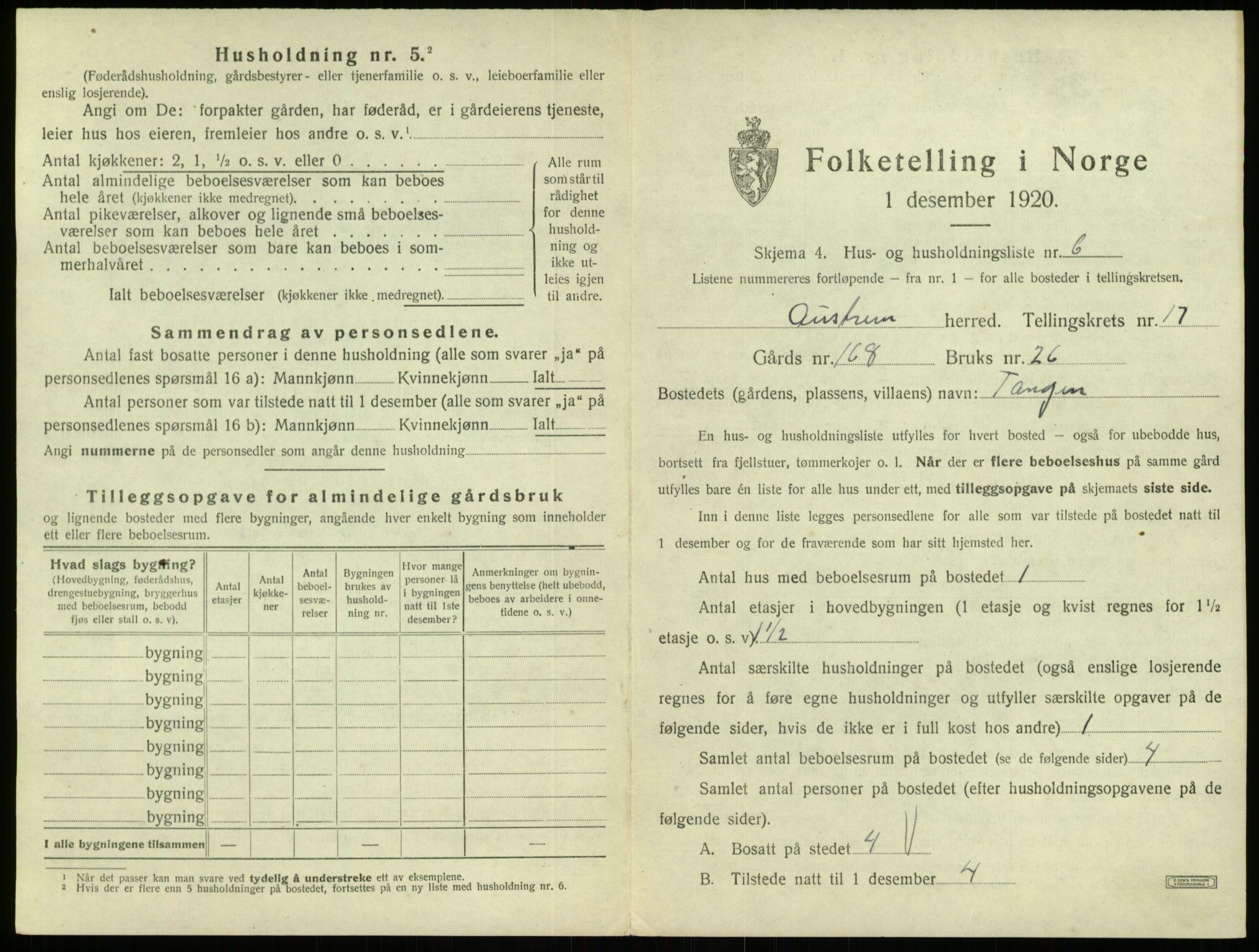 SAB, 1920 census for Austrheim, 1920, p. 777