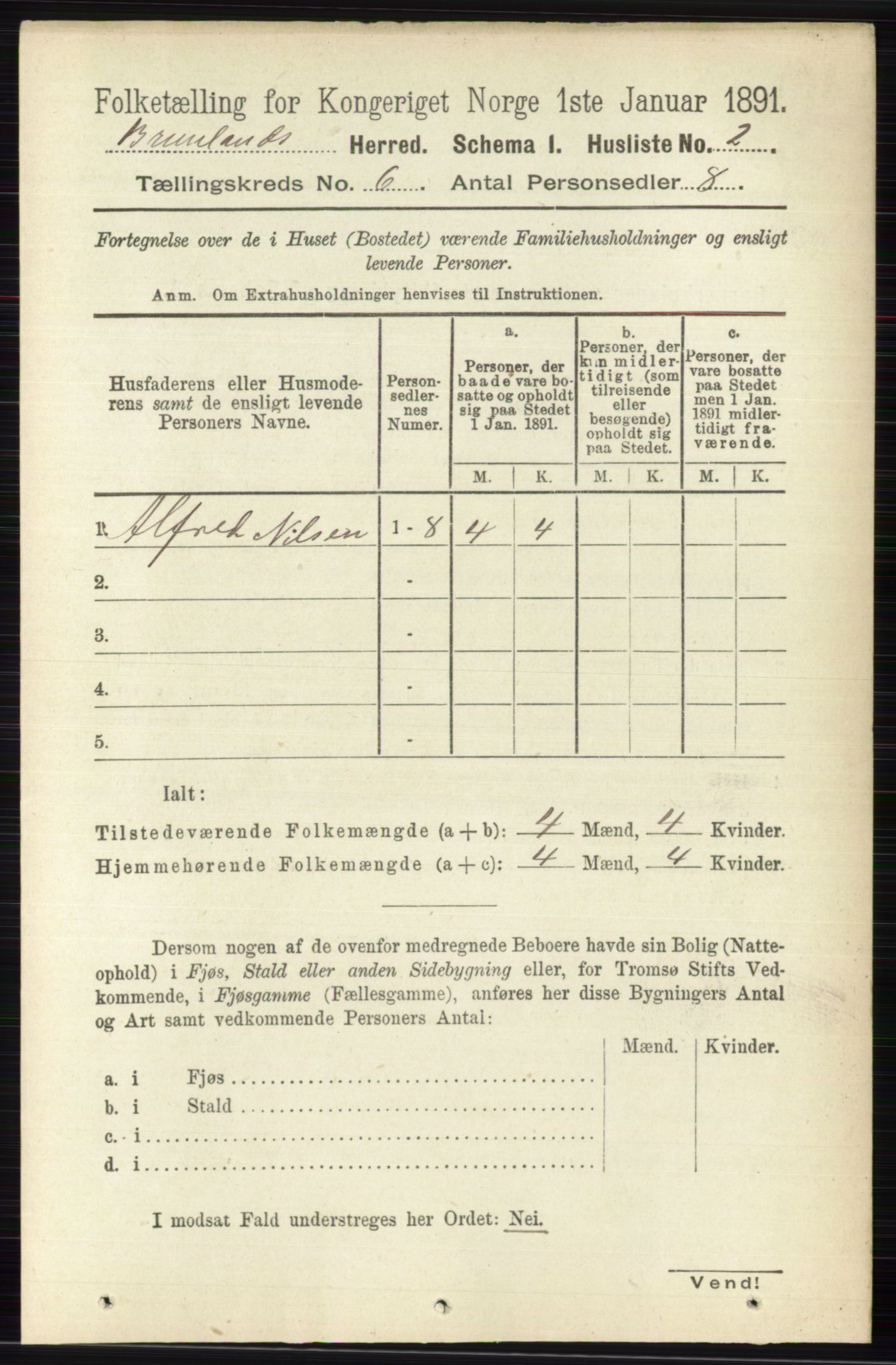 RA, 1891 census for 0726 Brunlanes, 1891, p. 2575