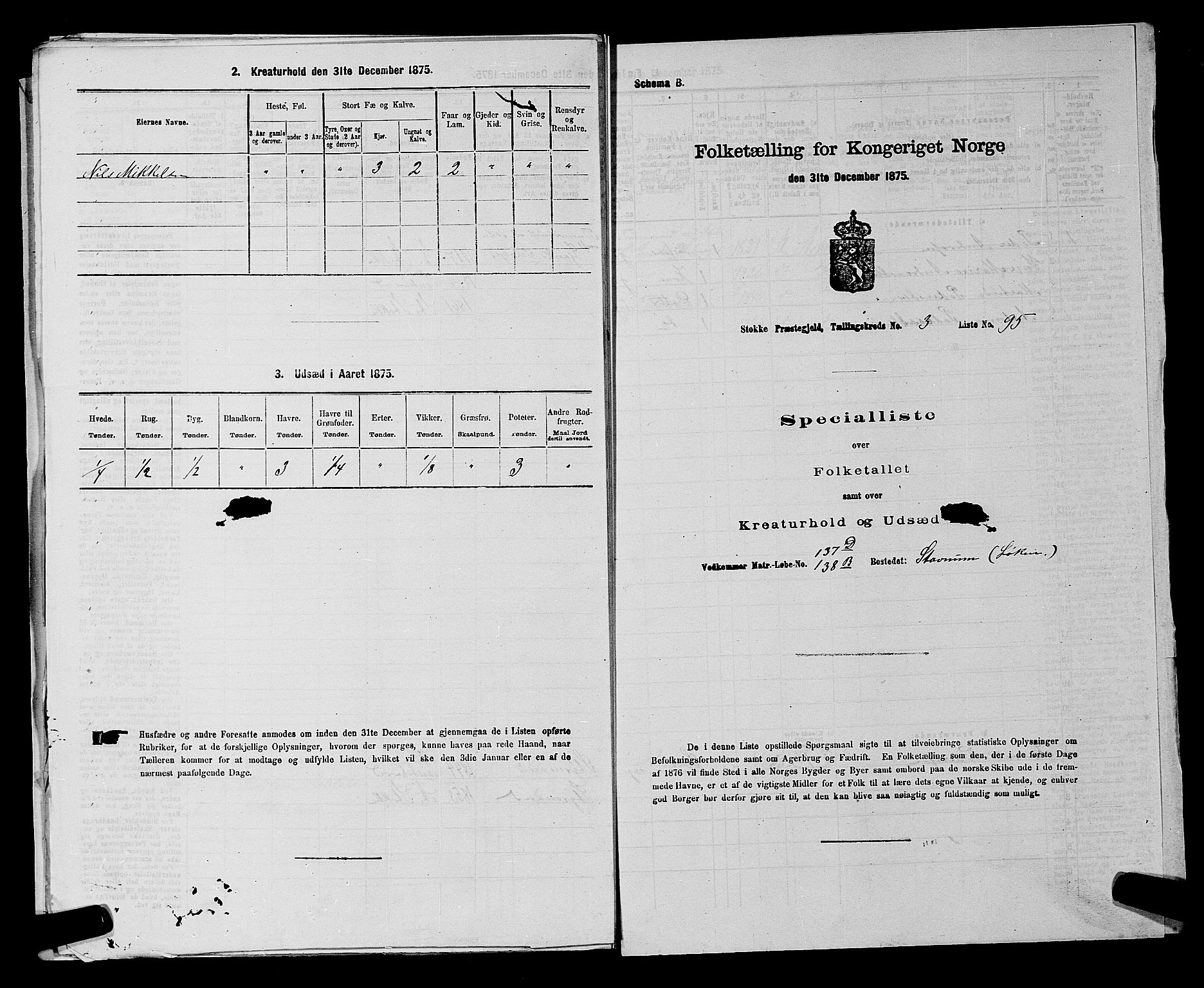 SAKO, 1875 census for 0720P Stokke, 1875, p. 754