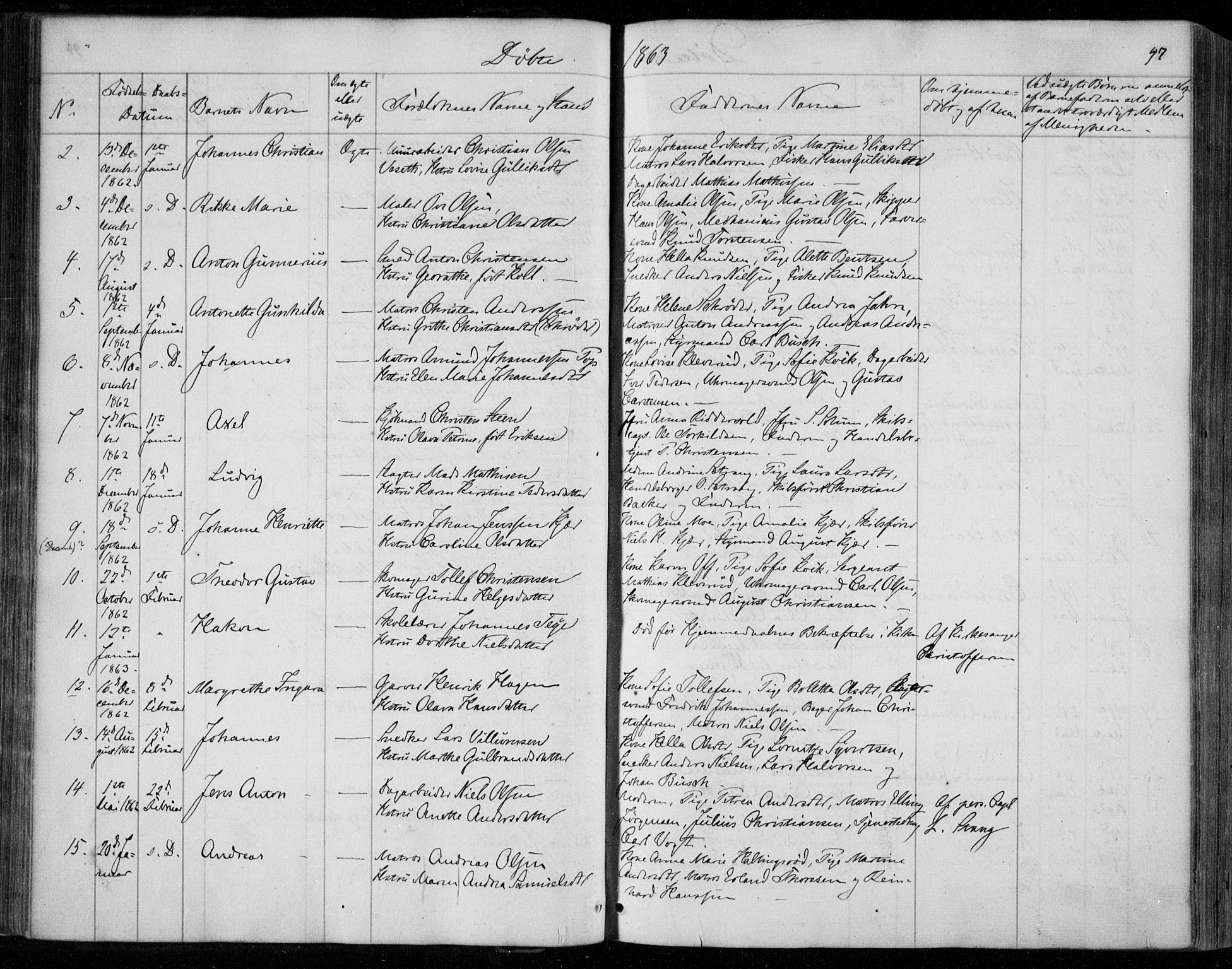 Holmestrand kirkebøker, SAKO/A-346/F/Fa/L0002: Parish register (official) no. 2, 1840-1866, p. 97