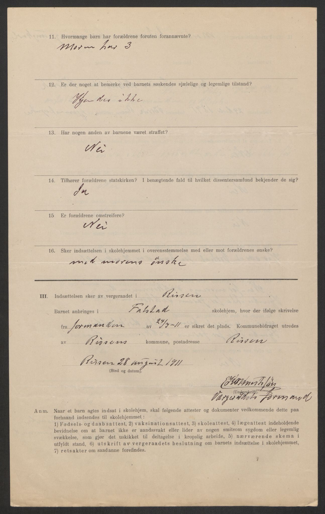 Falstad skolehjem, RA/S-1676/E/Eb/L0011: Elevmapper løpenr.. 240-260, 1911-1918, p. 81