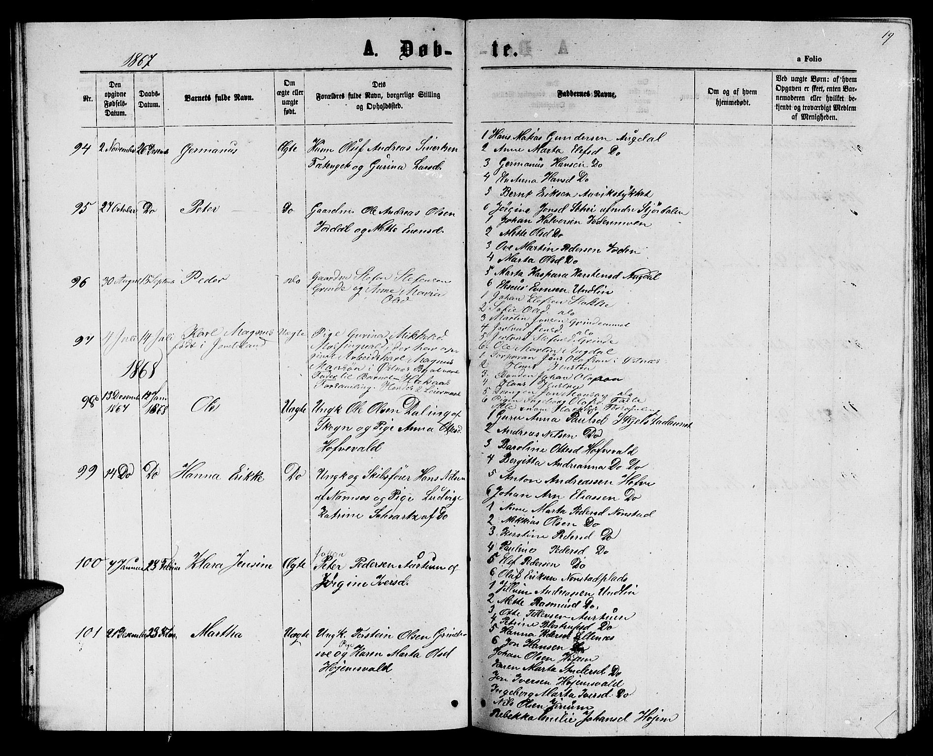 Ministerialprotokoller, klokkerbøker og fødselsregistre - Nord-Trøndelag, AV/SAT-A-1458/714/L0133: Parish register (copy) no. 714C02, 1865-1877, p. 19