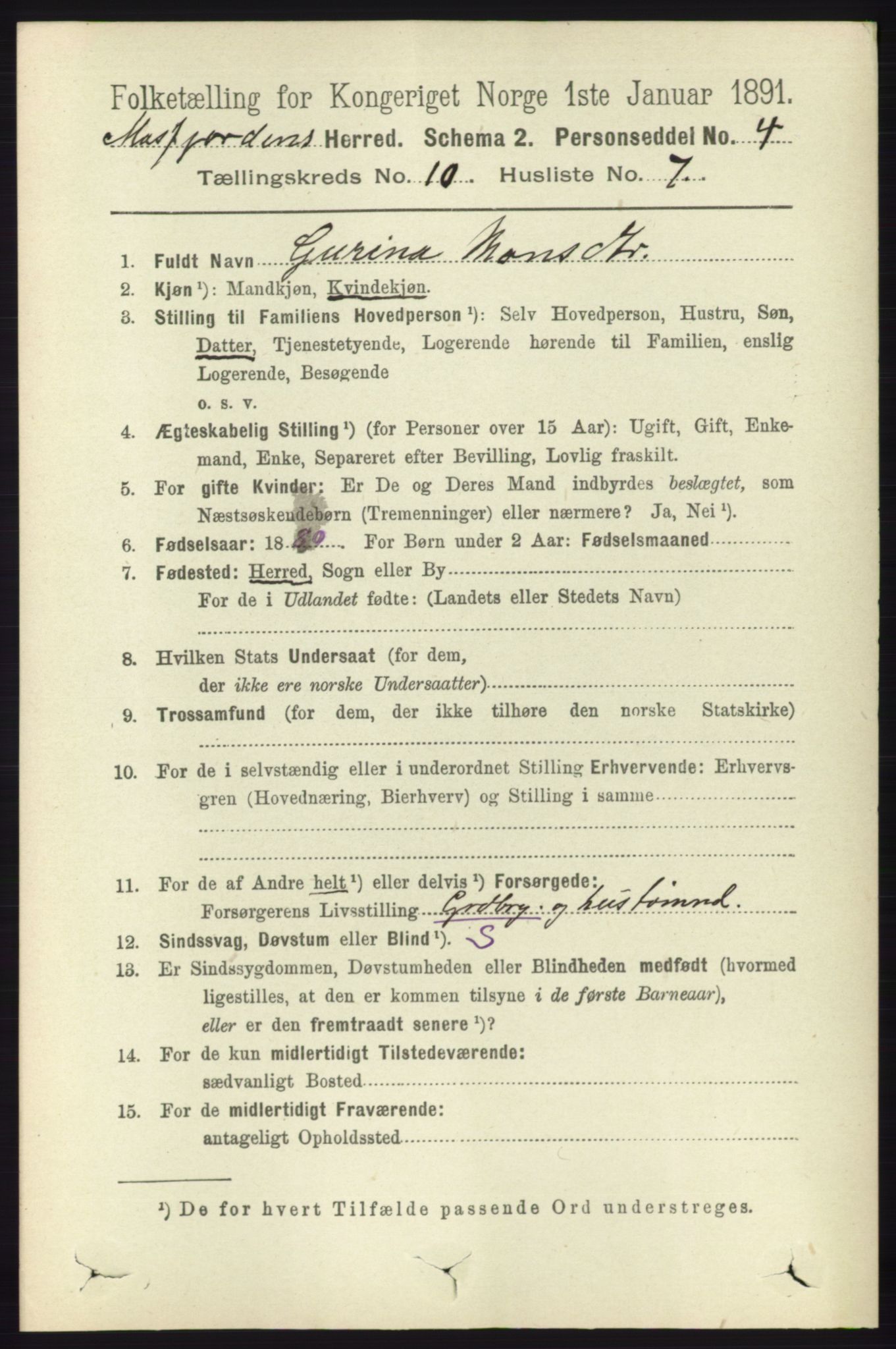 RA, 1891 census for 1266 Masfjorden, 1891, p. 2062