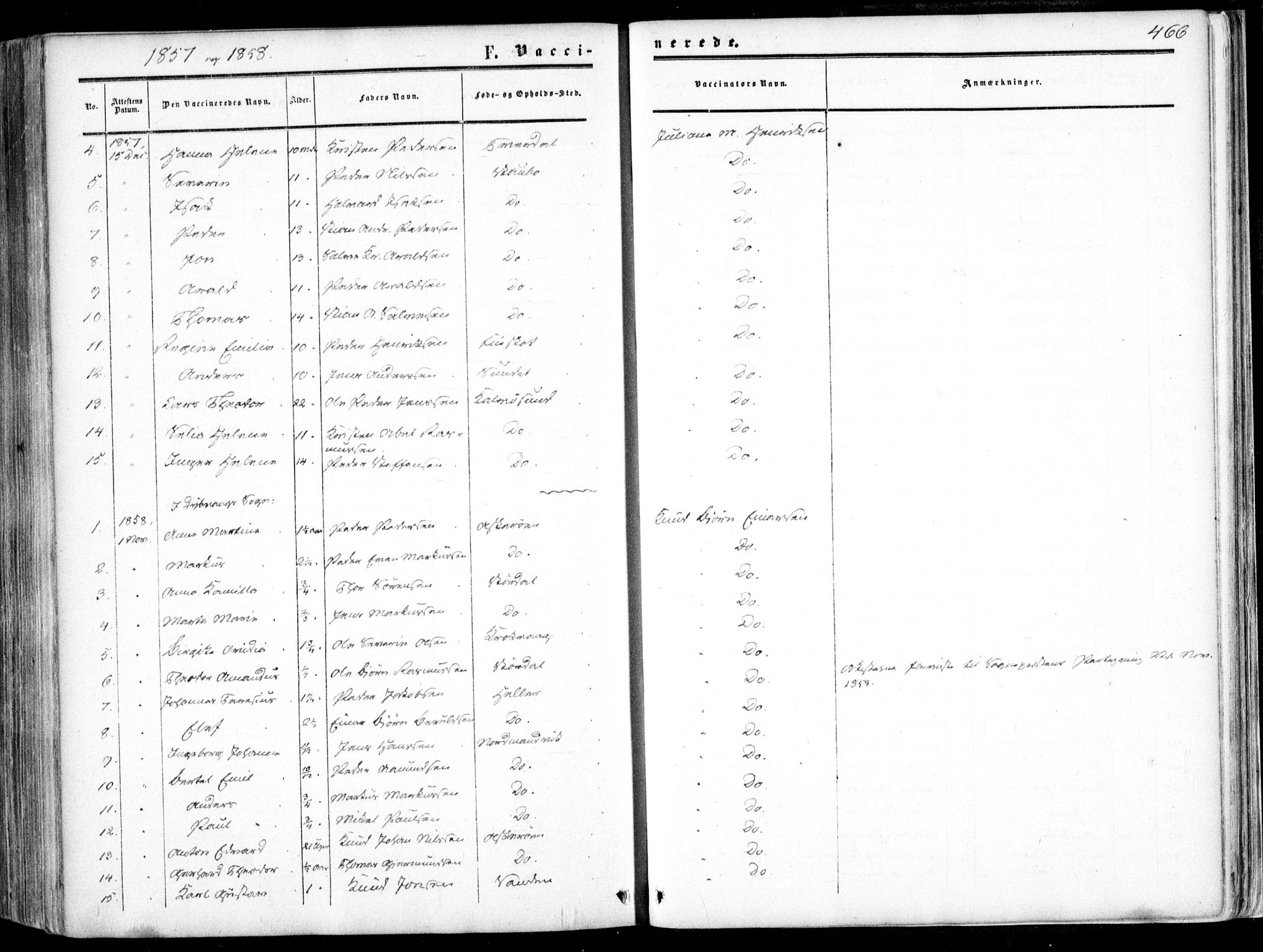 Dypvåg sokneprestkontor, SAK/1111-0007/F/Fa/Faa/L0006: Parish register (official) no. A 6, 1855-1872, p. 466