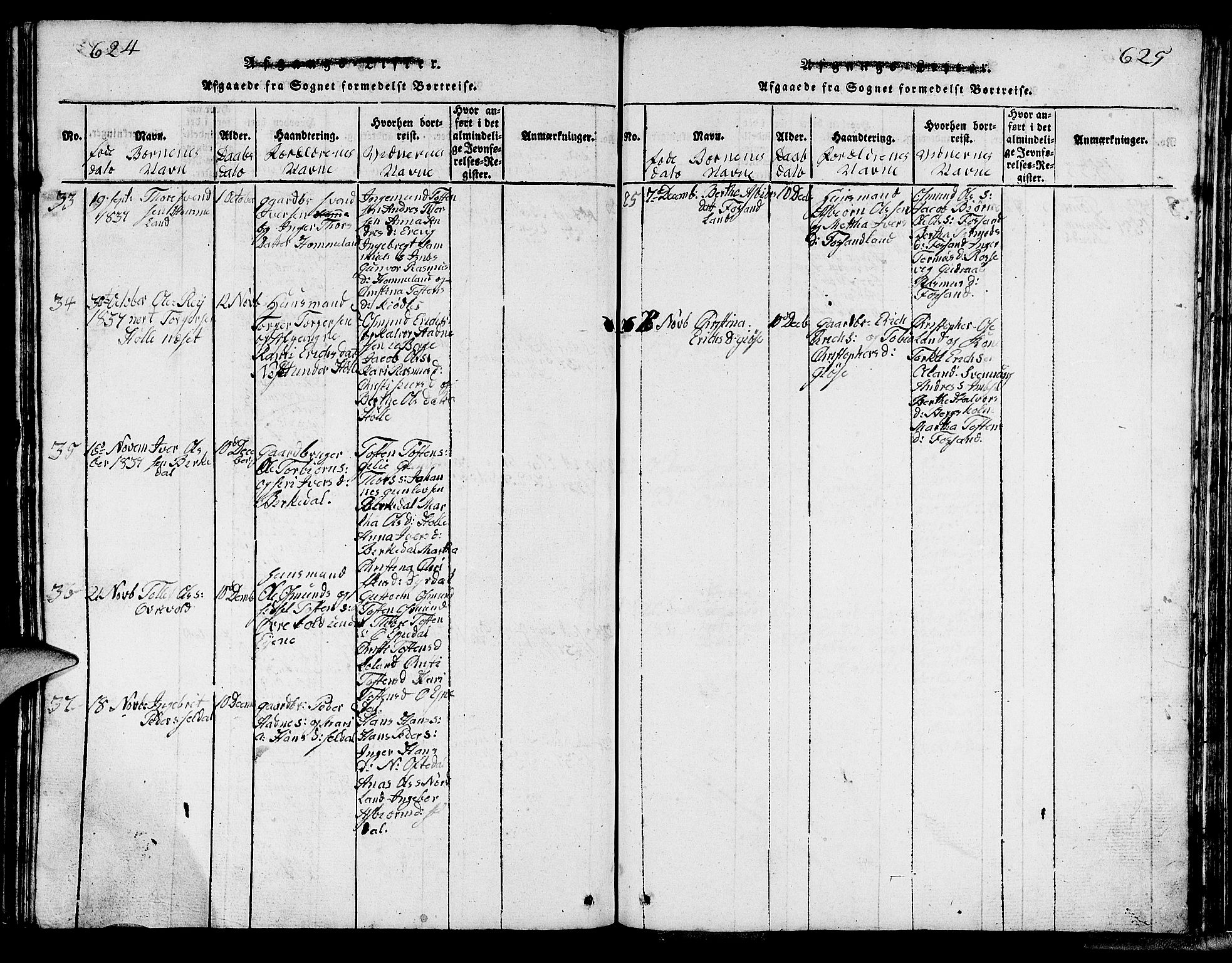 Strand sokneprestkontor, AV/SAST-A-101828/H/Ha/Hab/L0002: Parish register (copy) no. B 2, 1816-1854, p. 624-625