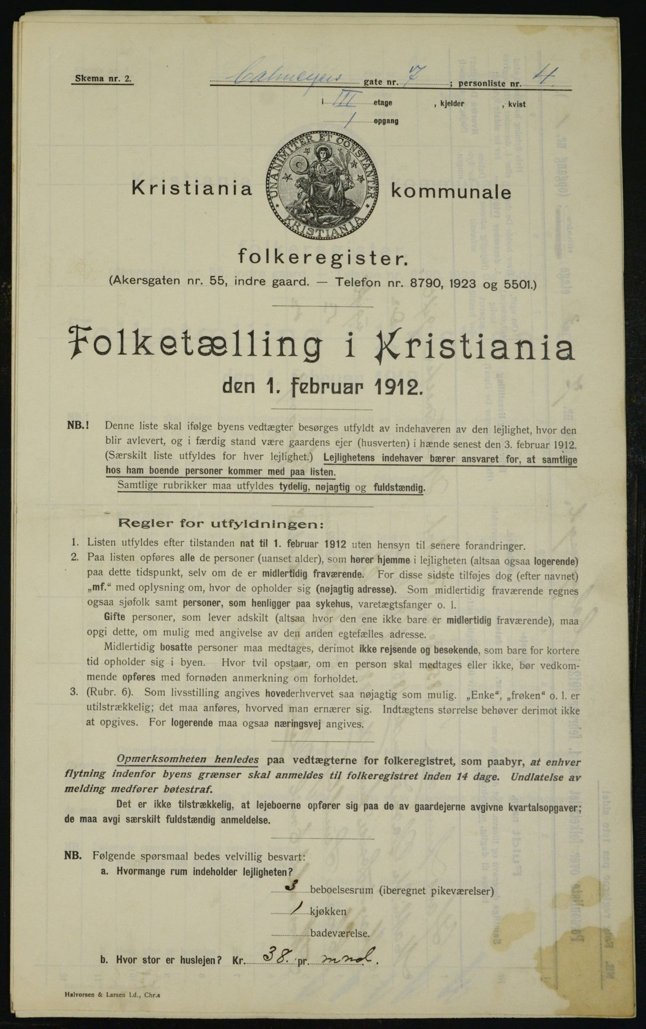 OBA, Municipal Census 1912 for Kristiania, 1912, p. 11268