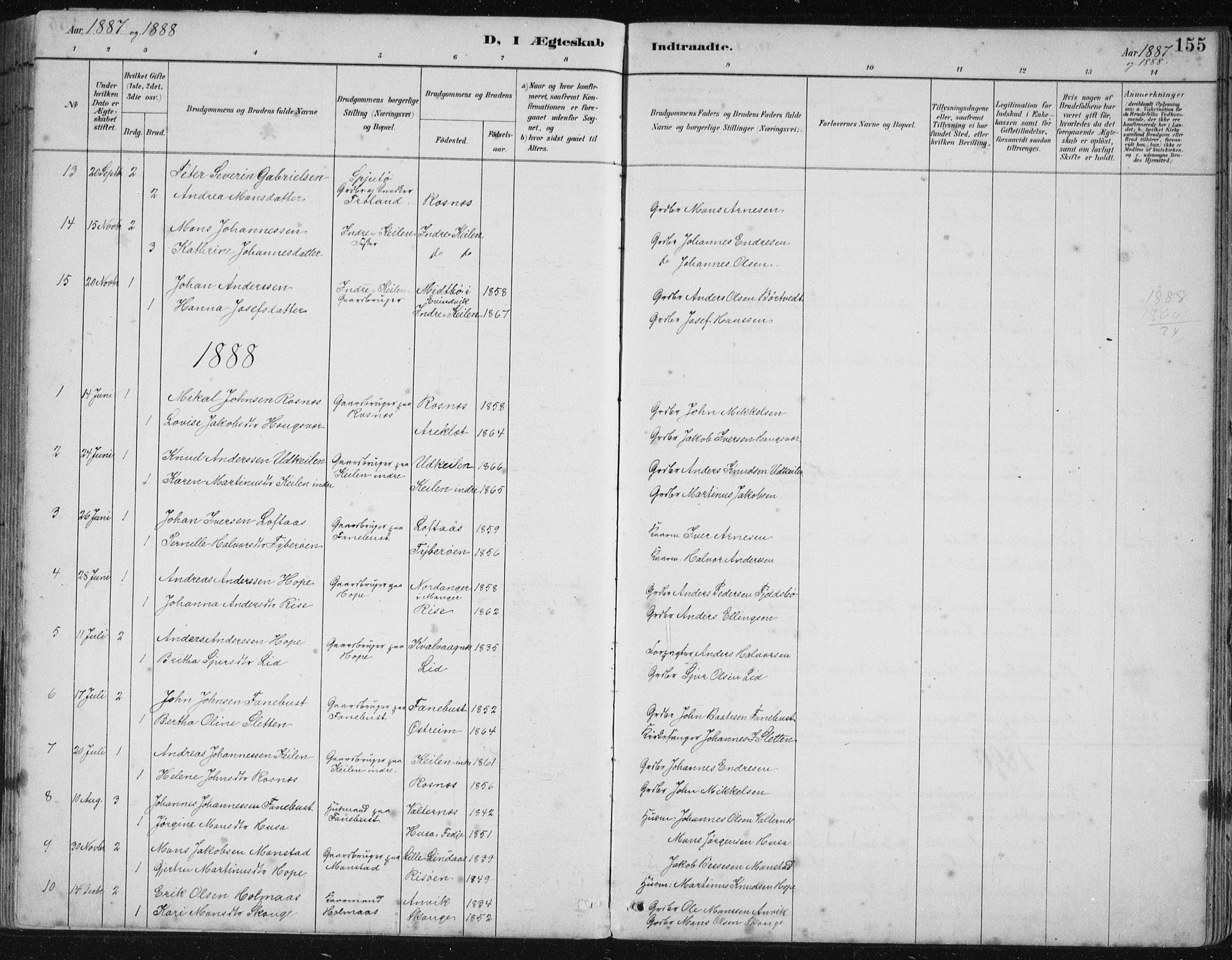 Lindås Sokneprestembete, SAB/A-76701/H/Hab: Parish register (copy) no. B 3, 1886-1914, p. 155