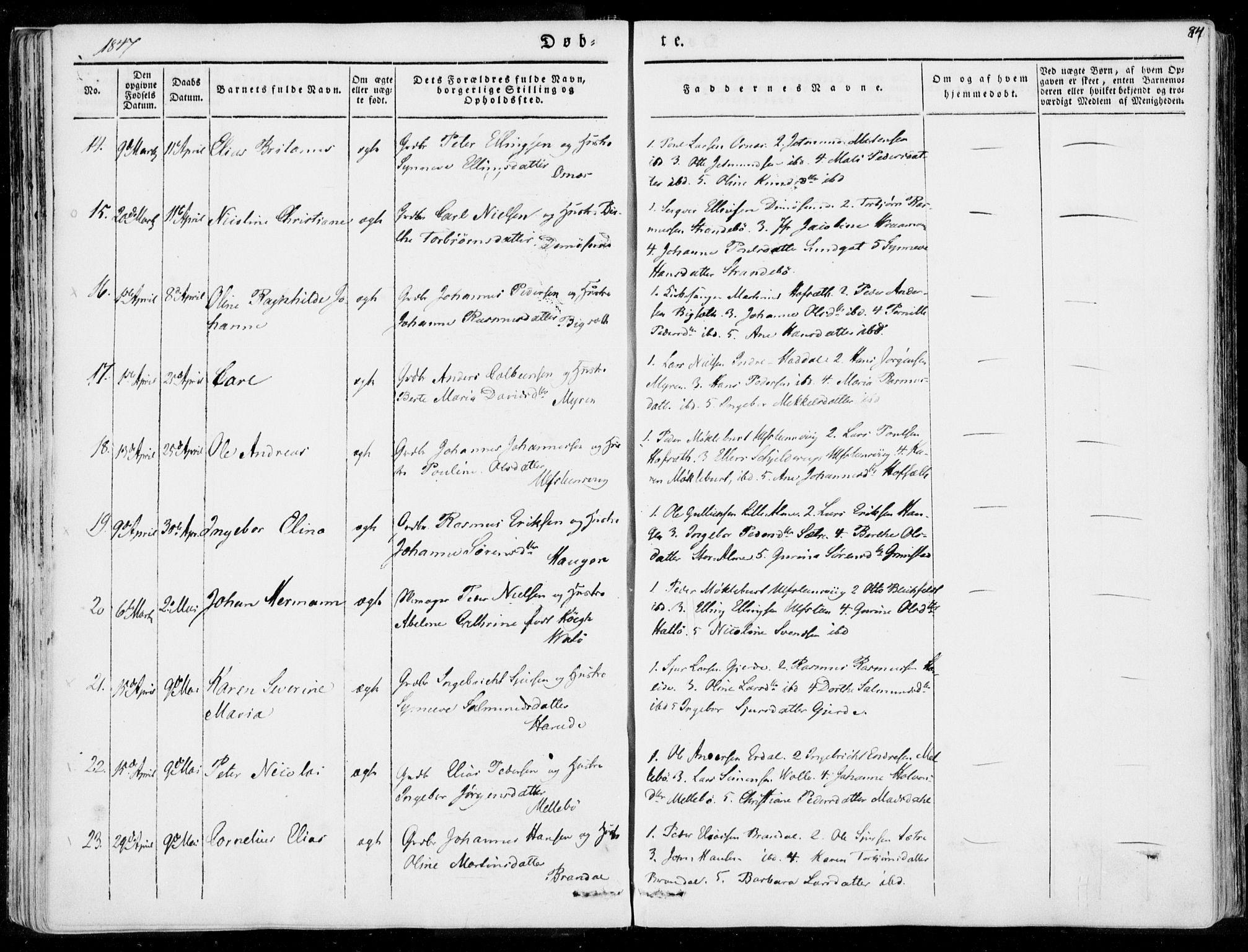 Ministerialprotokoller, klokkerbøker og fødselsregistre - Møre og Romsdal, AV/SAT-A-1454/509/L0104: Parish register (official) no. 509A02, 1833-1847, p. 84