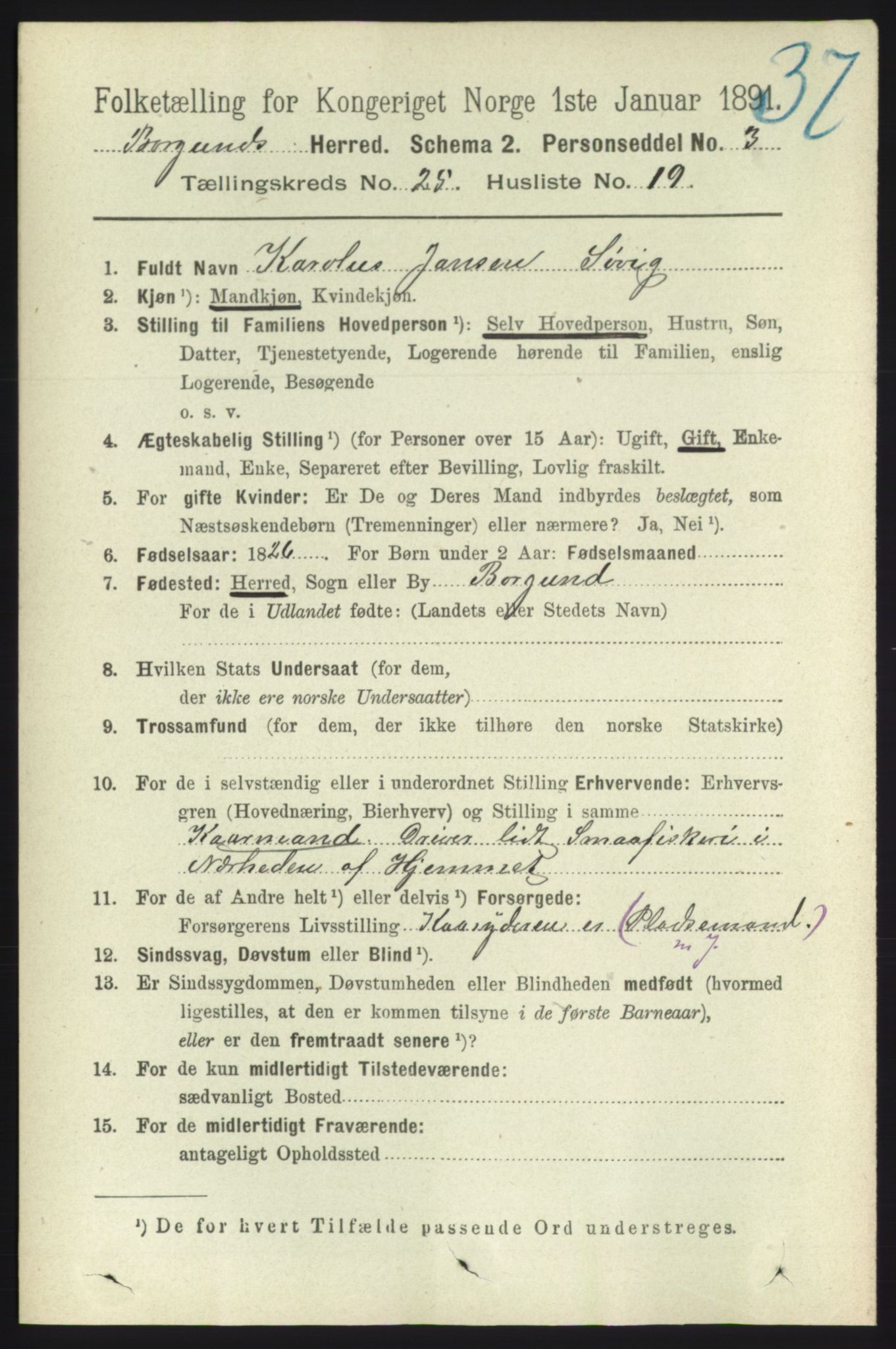 RA, 1891 census for 1531 Borgund, 1891, p. 7386