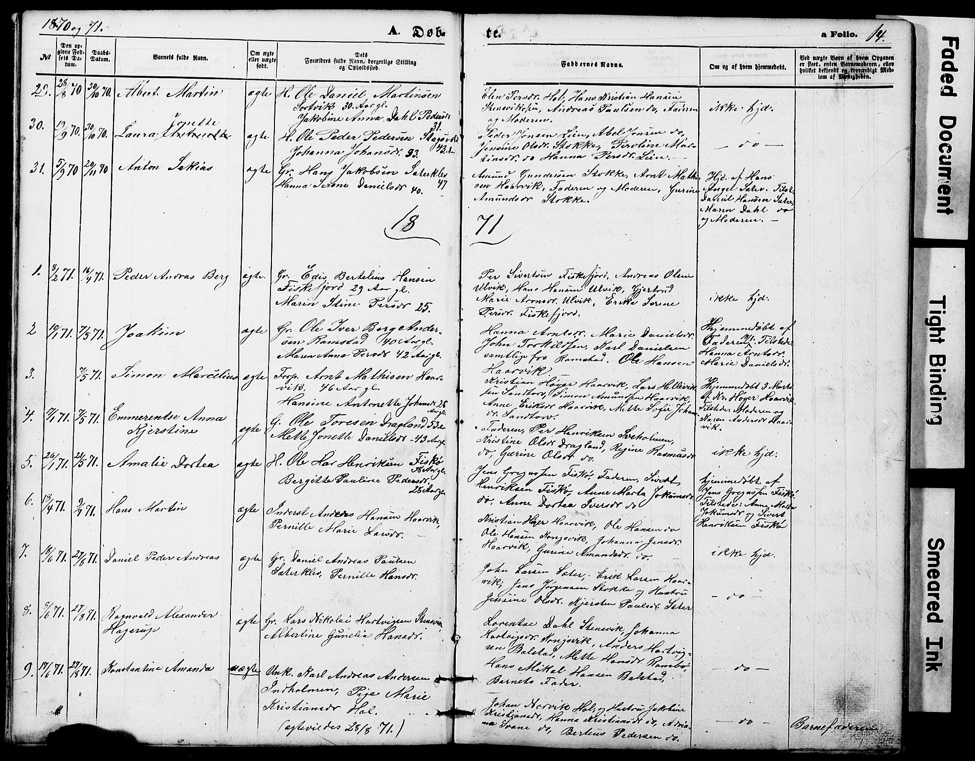 Ministerialprotokoller, klokkerbøker og fødselsregistre - Nordland, SAT/A-1459/865/L0930: Parish register (copy) no. 865C02, 1866-1884, p. 14