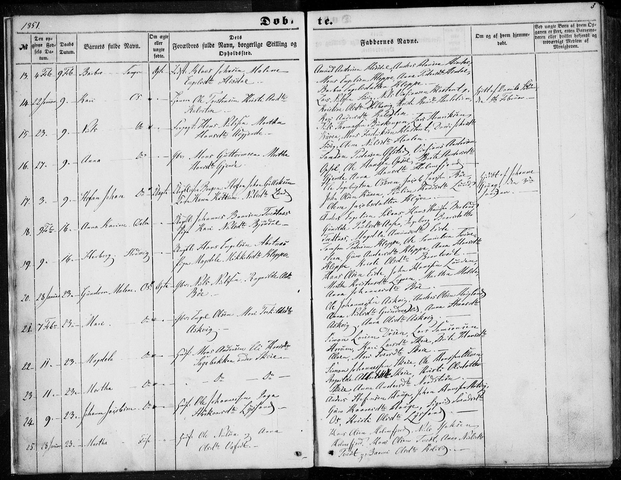 Os sokneprestembete, AV/SAB-A-99929: Parish register (official) no. A 16, 1851-1859, p. 3