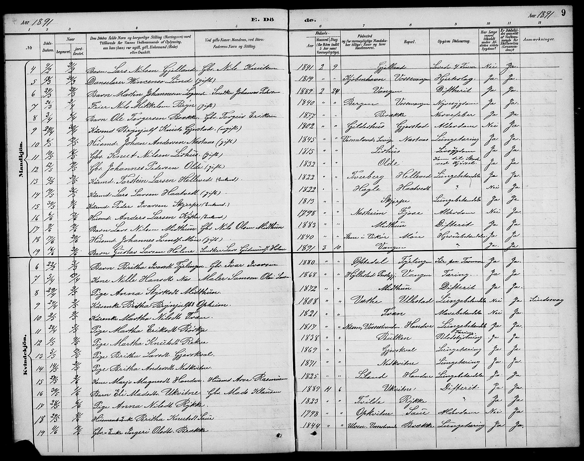 Voss sokneprestembete, AV/SAB-A-79001/H/Hab: Parish register (copy) no. F 1, 1890-1912, p. 9