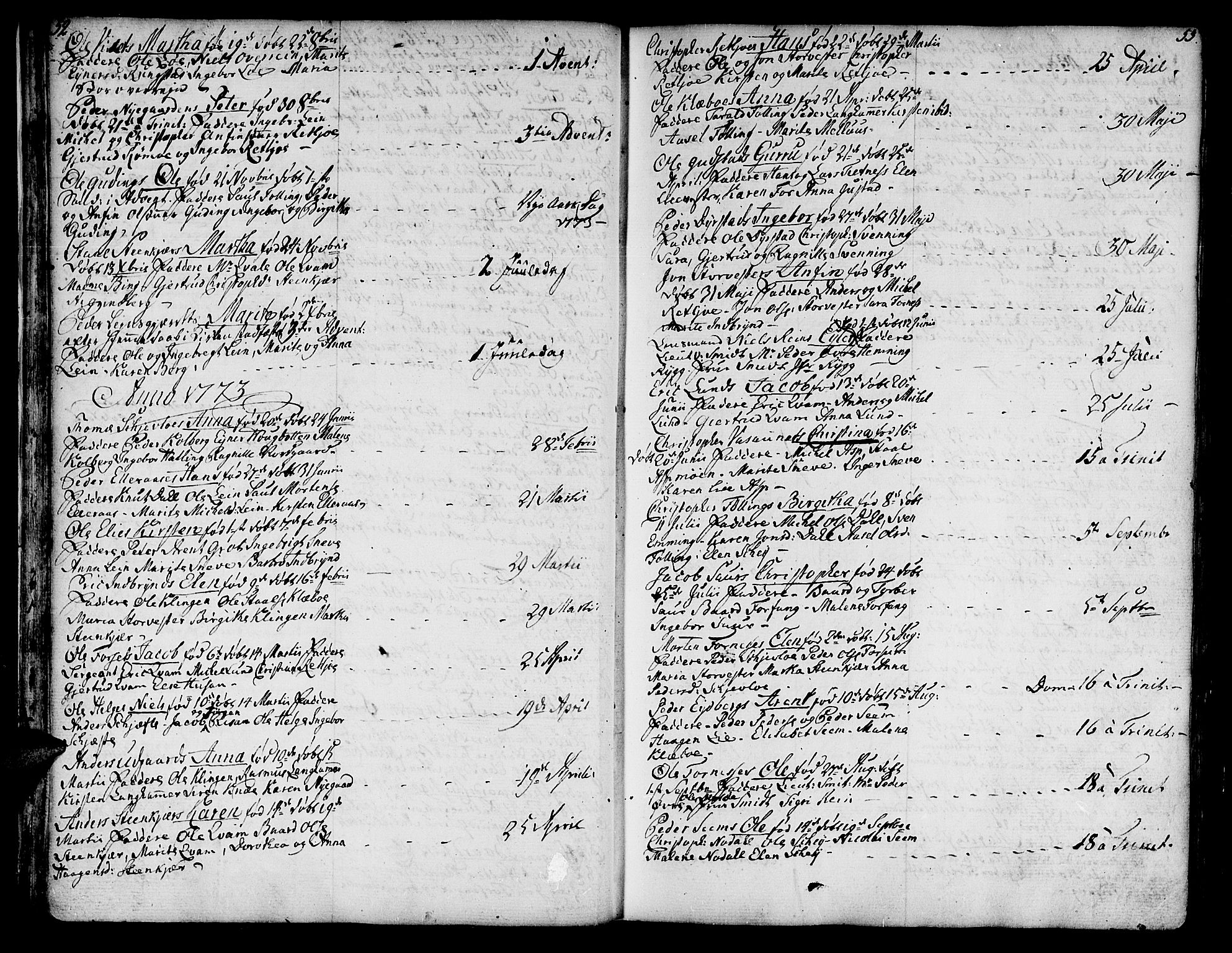 Ministerialprotokoller, klokkerbøker og fødselsregistre - Nord-Trøndelag, SAT/A-1458/746/L0440: Parish register (official) no. 746A02, 1760-1815, p. 52-53