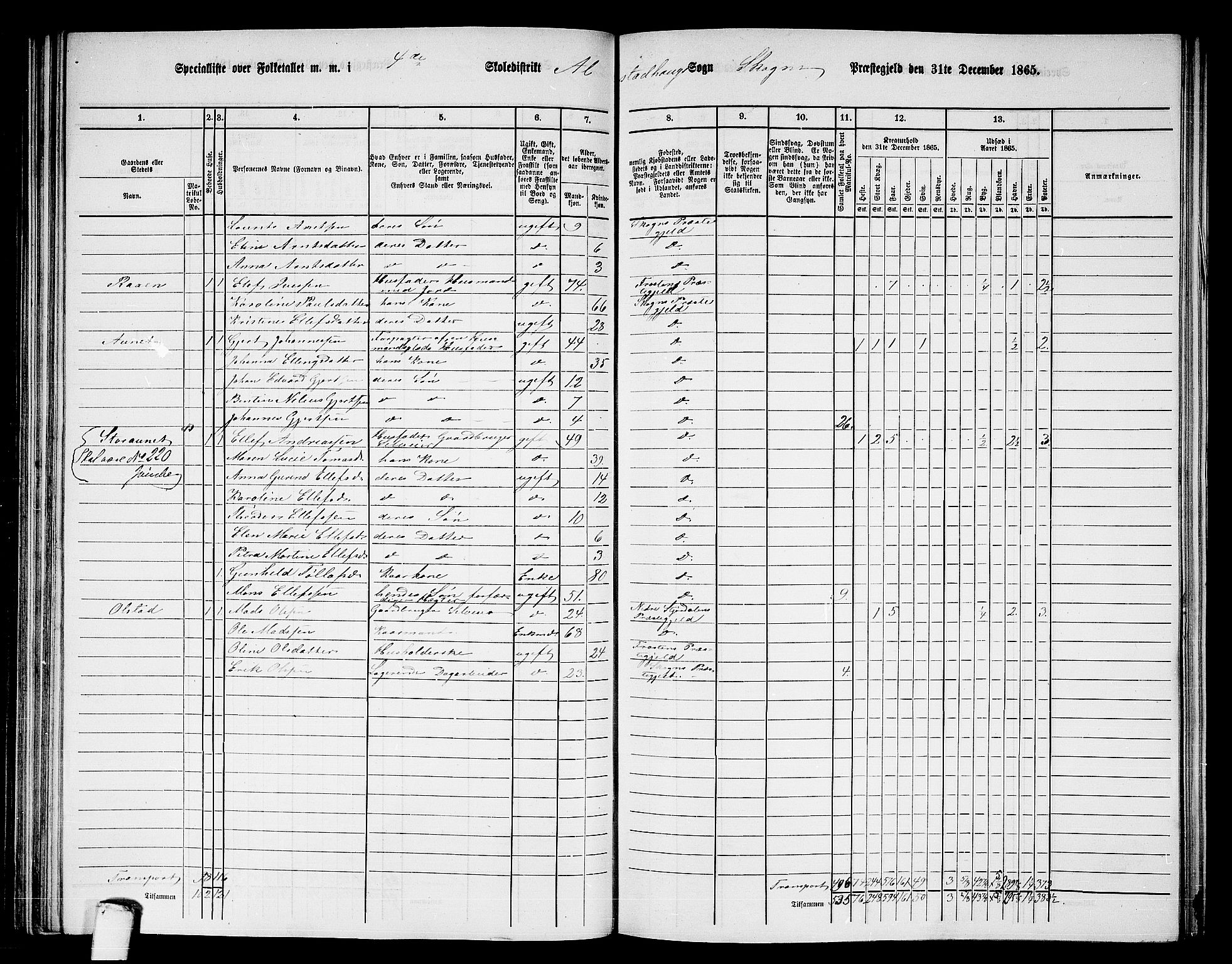 RA, 1865 census for Skogn, 1865, p. 114