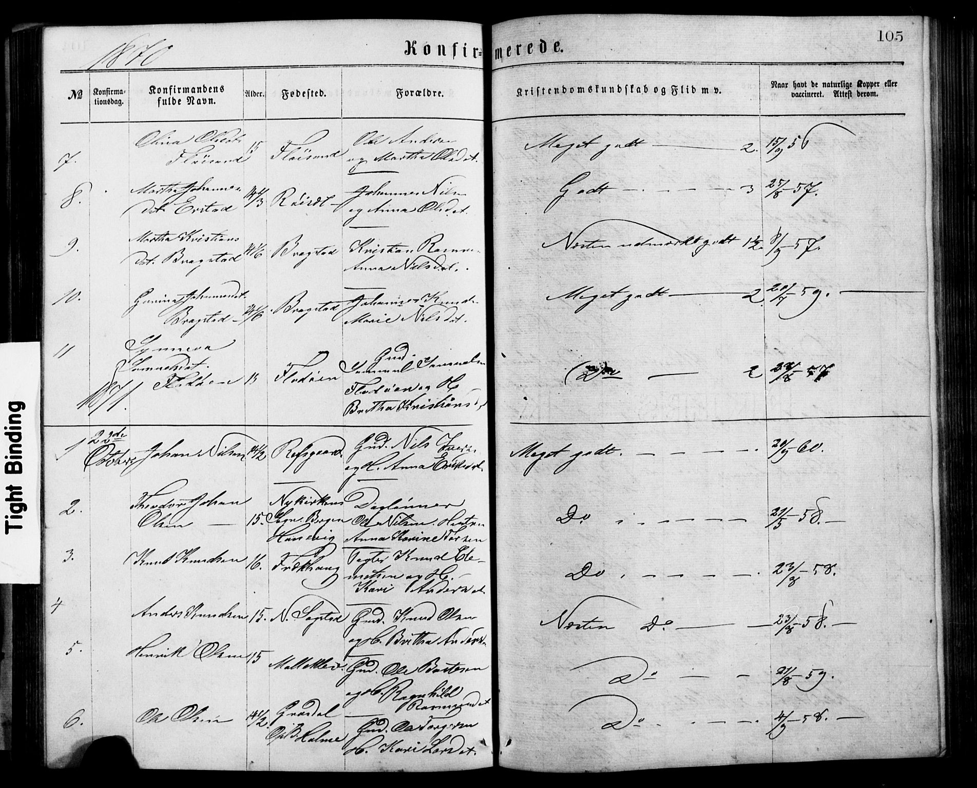 Alversund Sokneprestembete, AV/SAB-A-73901/H/Ha/Hab: Parish register (copy) no. C 2, 1867-1880, p. 105
