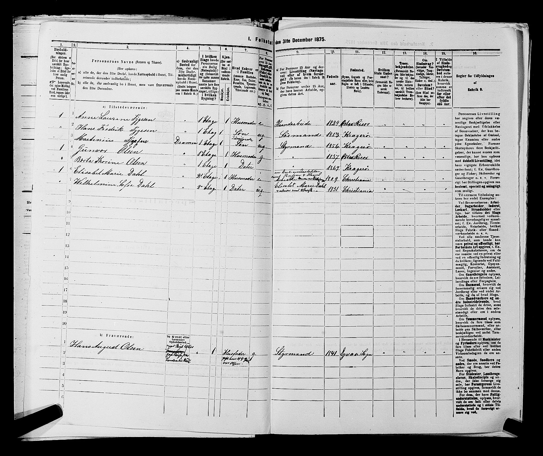 SAKO, 1875 census for 0801P Kragerø, 1875, p. 1084