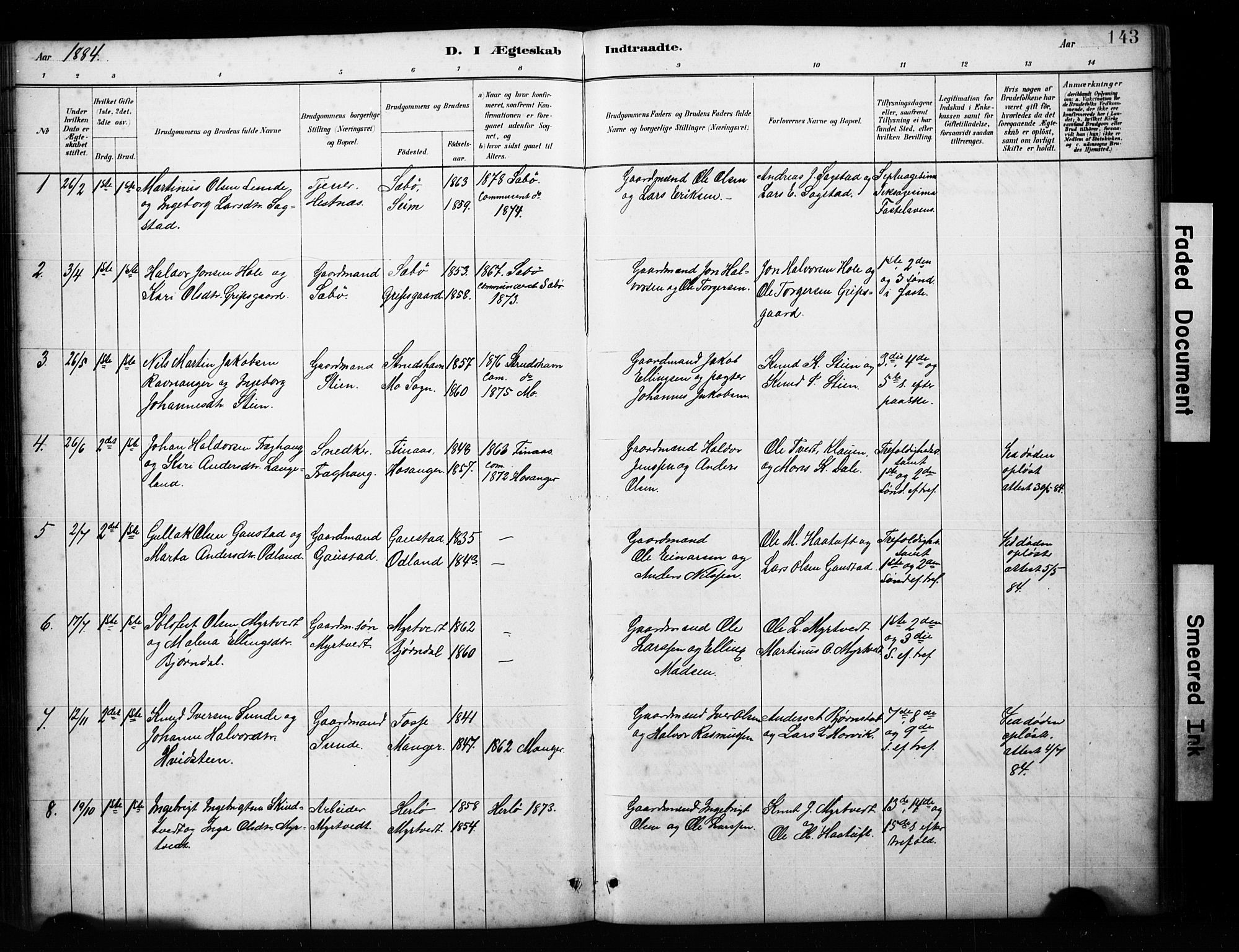 Alversund Sokneprestembete, SAB/A-73901/H/Ha/Hab: Parish register (copy) no. C 3, 1881-1894, p. 143