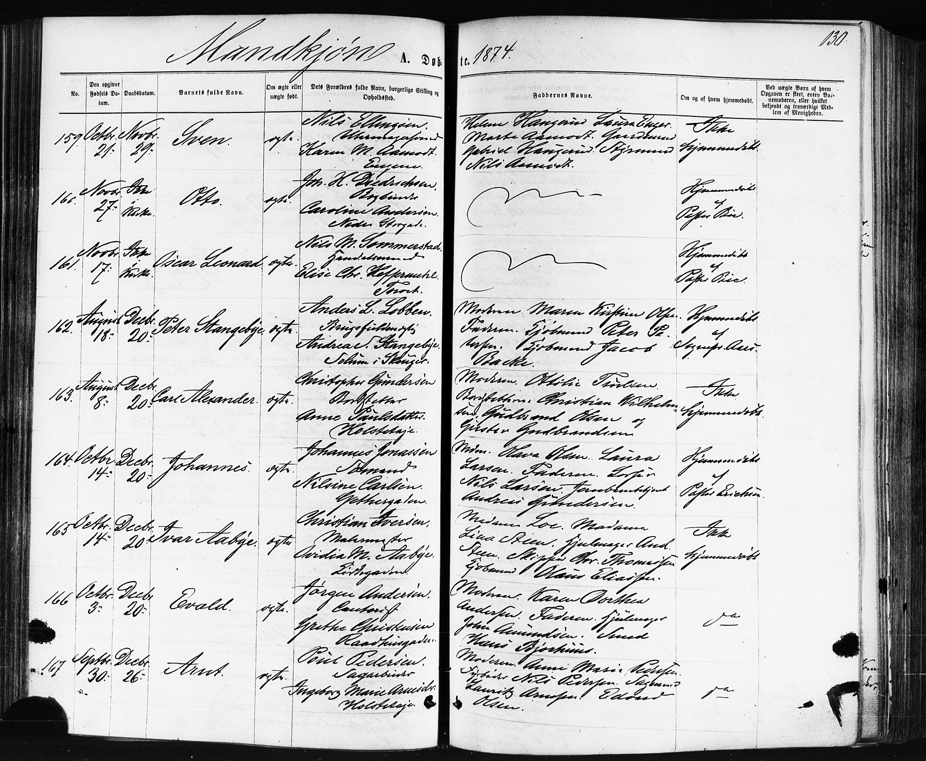 Bragernes kirkebøker, AV/SAKO-A-6/F/Fb/L0004: Parish register (official) no. II 4, 1869-1875, p. 130